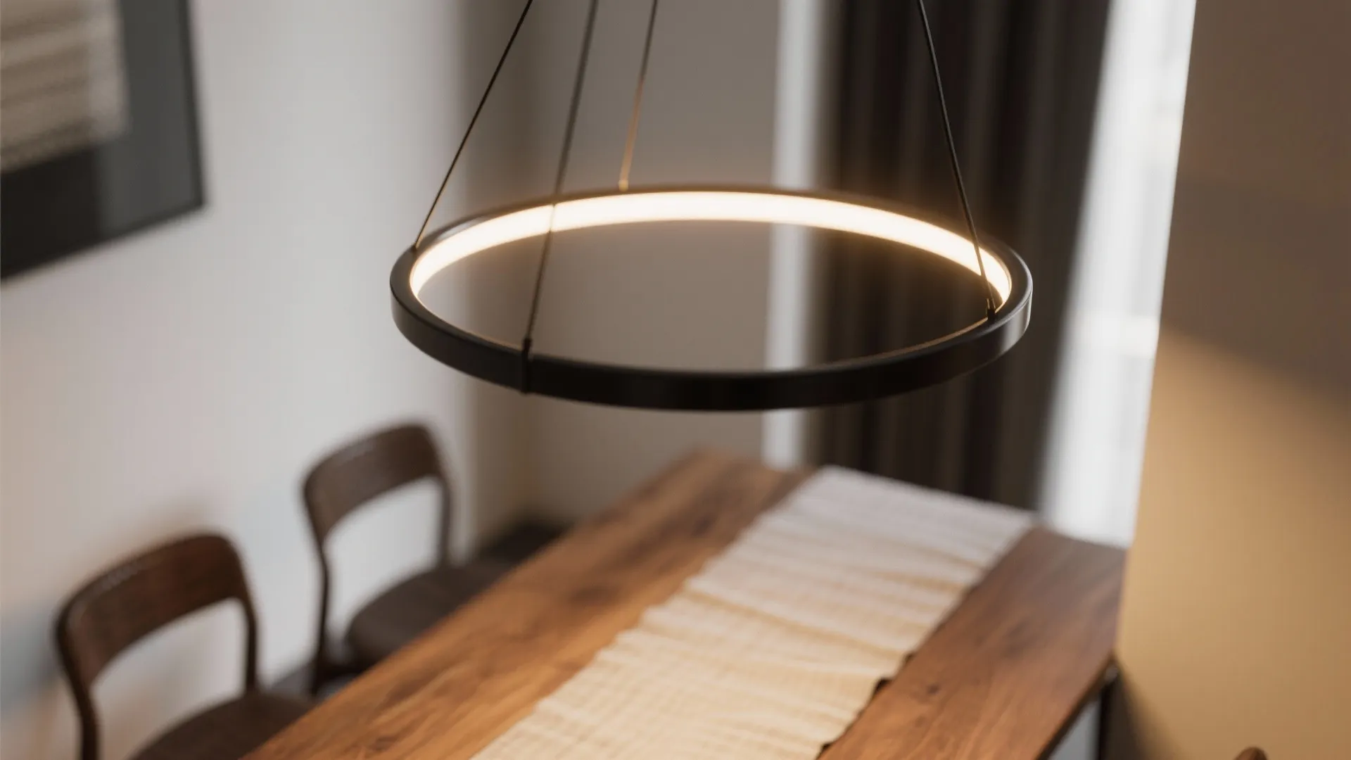 1. Matte Black Minimal Ring Chandelier