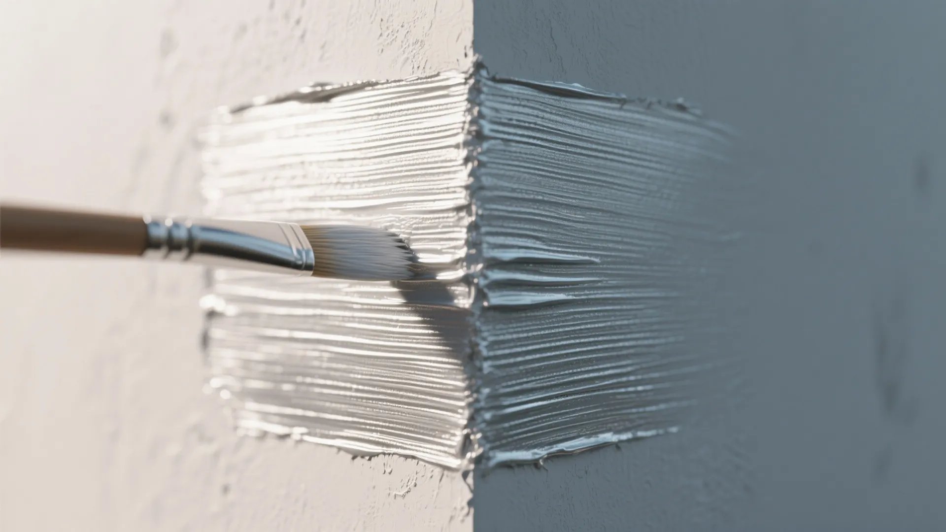 [
  {
    "items": [
      {
        "url": "https://coohom-biz-sg-s3.coohom.com/ins/static/article/matte-satin-layer-1761109774238156800.jpg",
        "alt": "Small paint brush applying silver metallic paint onto textured wall corner with visible thick brush strokes"
      }
    ]
  }
]