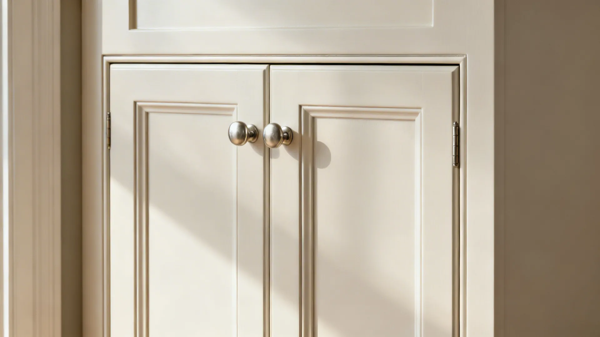 Macro of a slim-rail shaker door with a smooth matte finish and aligned reveals.