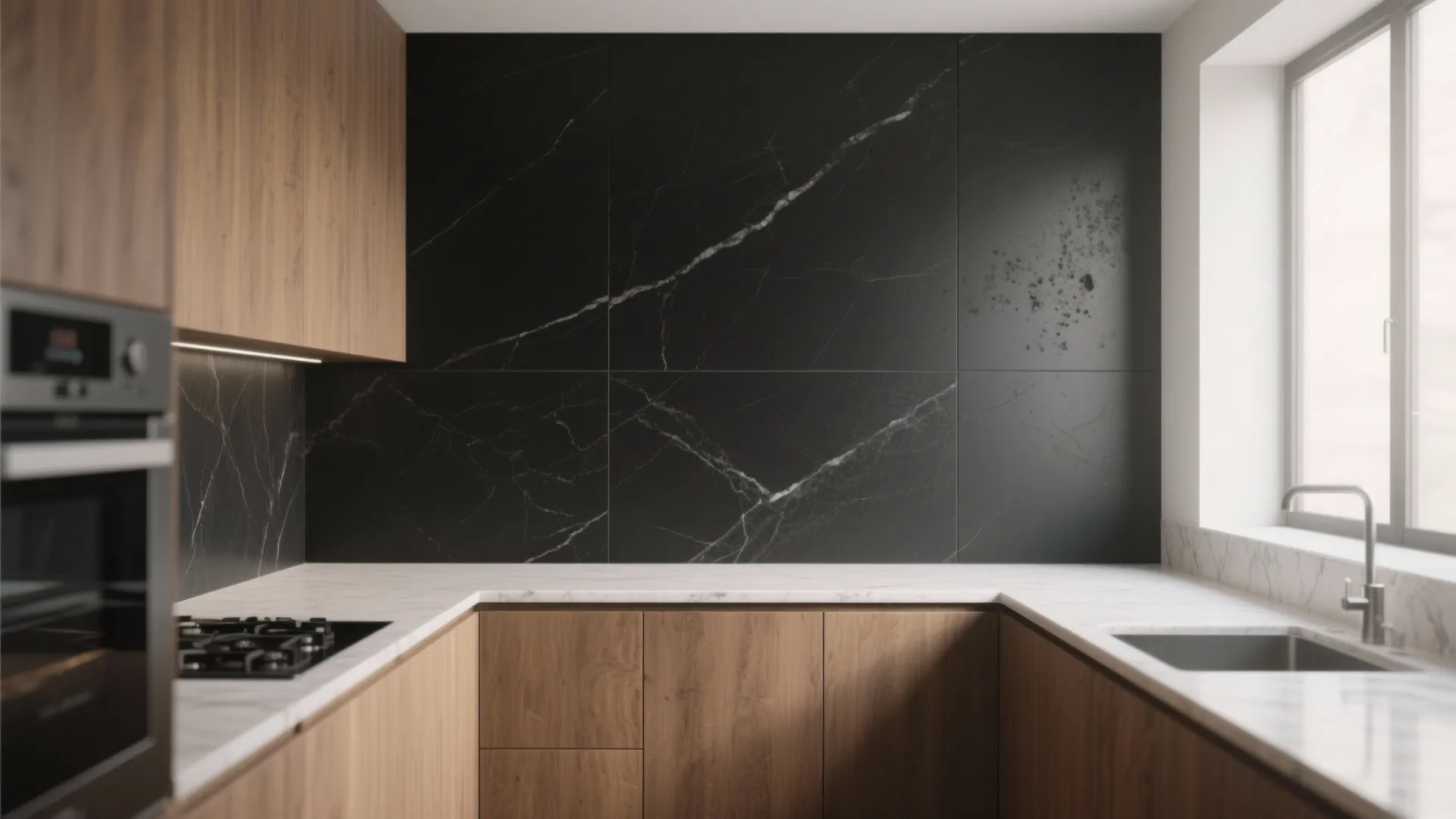 2. Matte Black Slab for a Minimalist Look