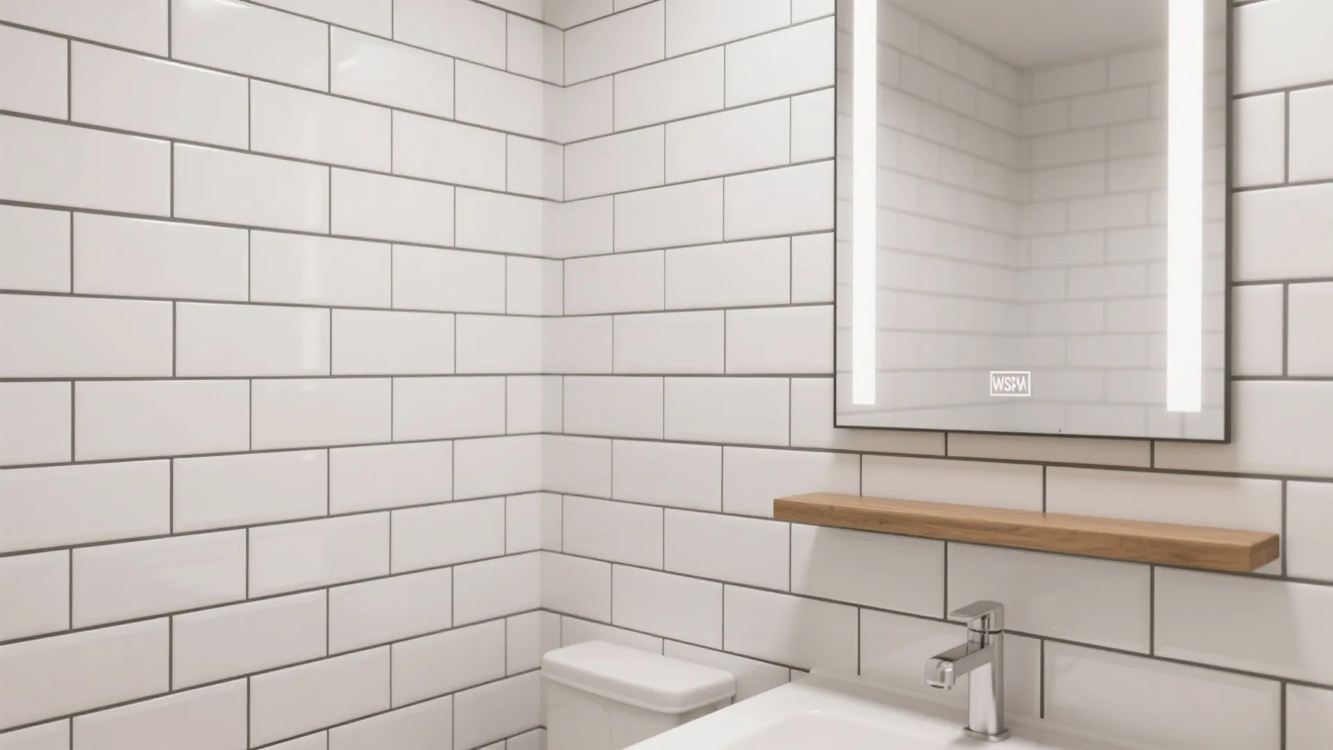 Matte Subway Tiles with Contrasting Grout