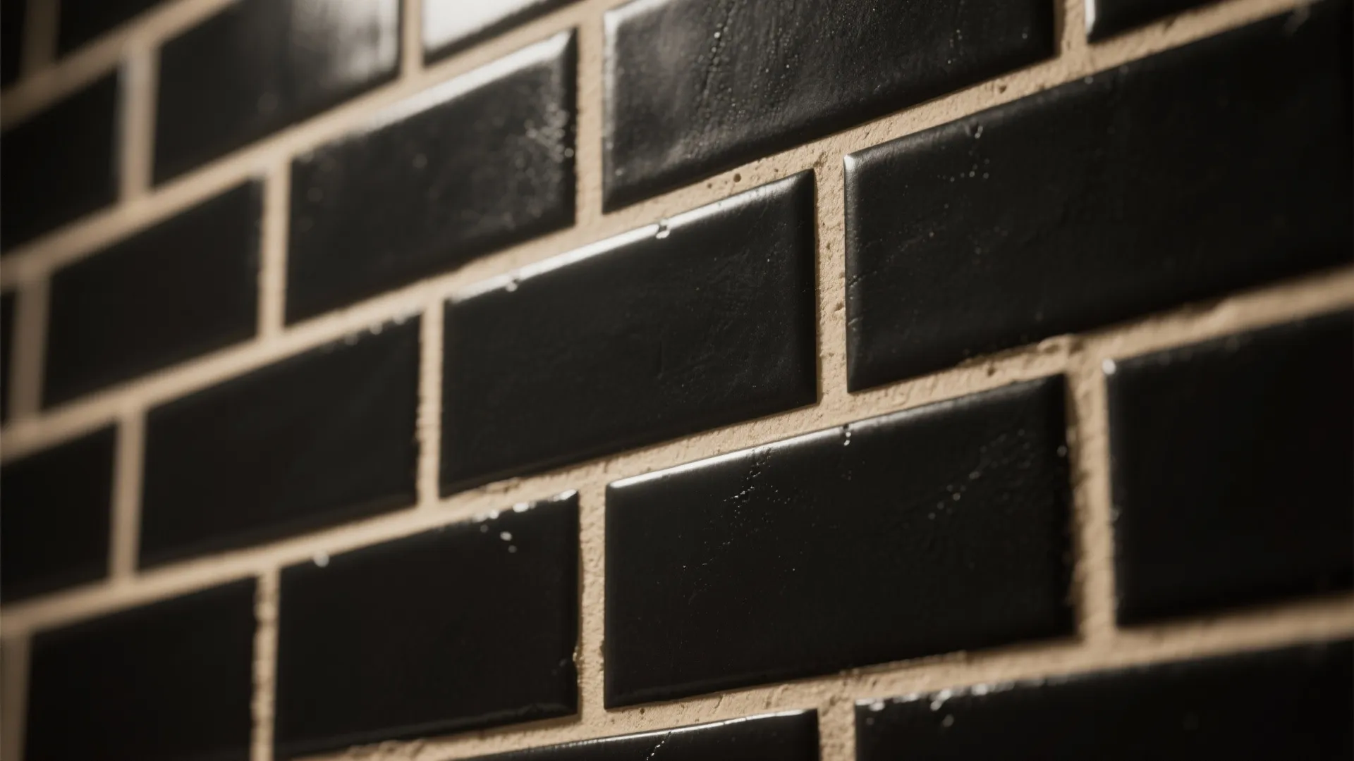 1. Matte black subway tiles with warm grout