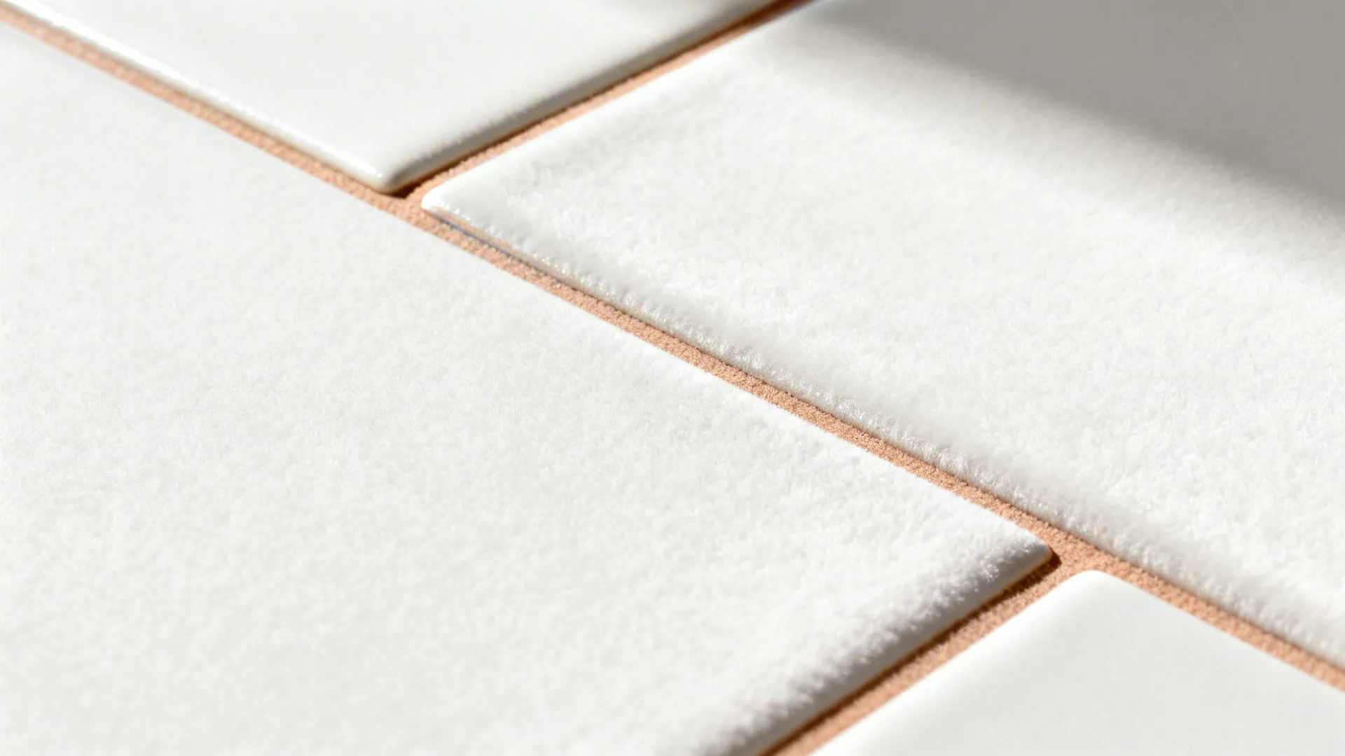 1) Minimal matte subway with warm grout