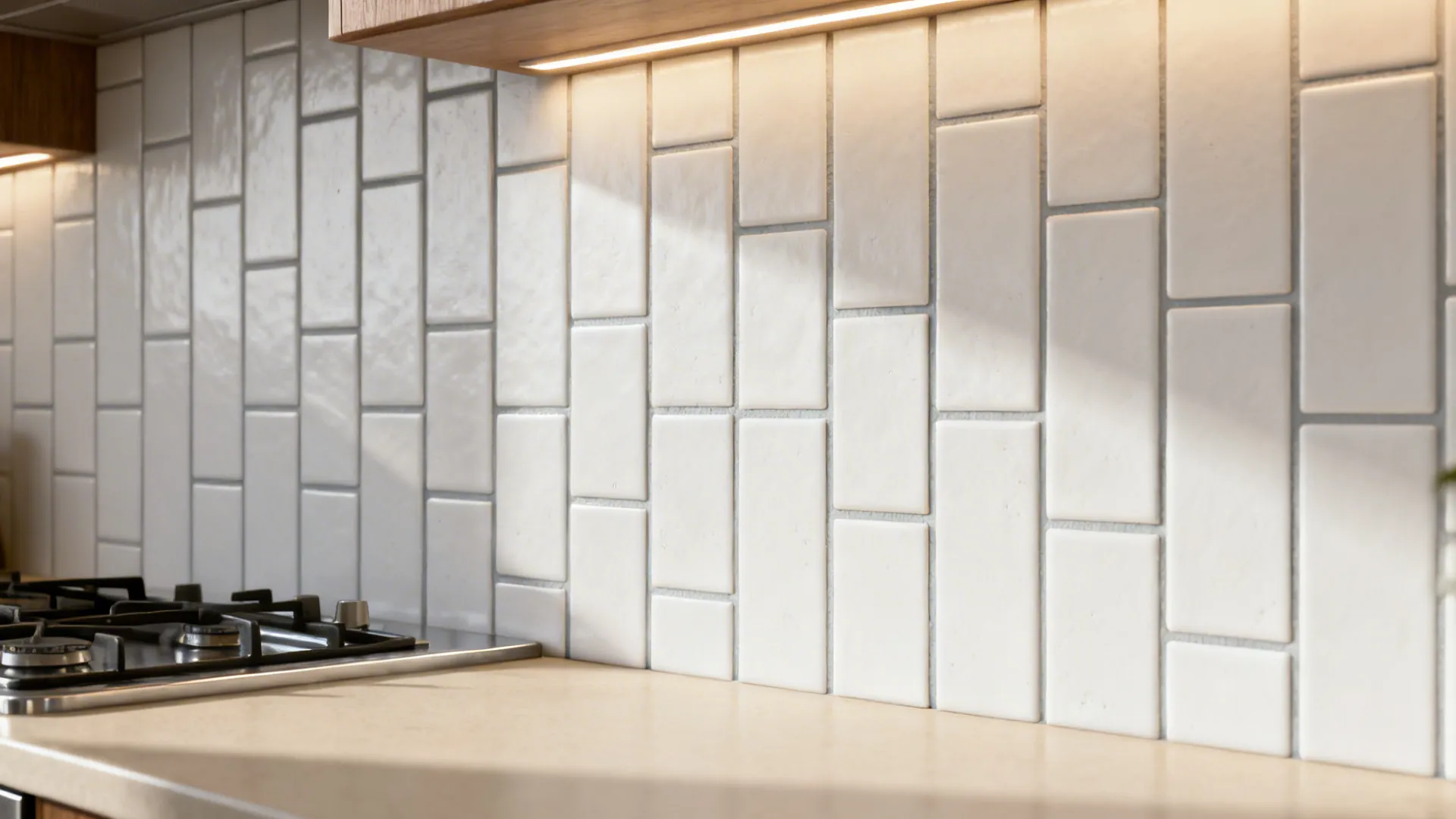 1) Minimal Matte Subway Backsplash