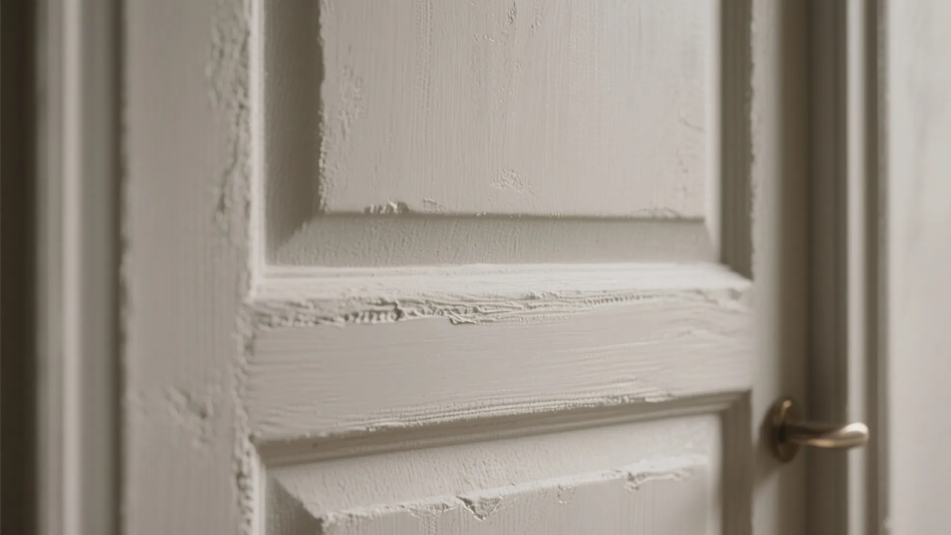 Macro view of a matte chalk-like painted door surface with velvety texture and subtle roller marks.