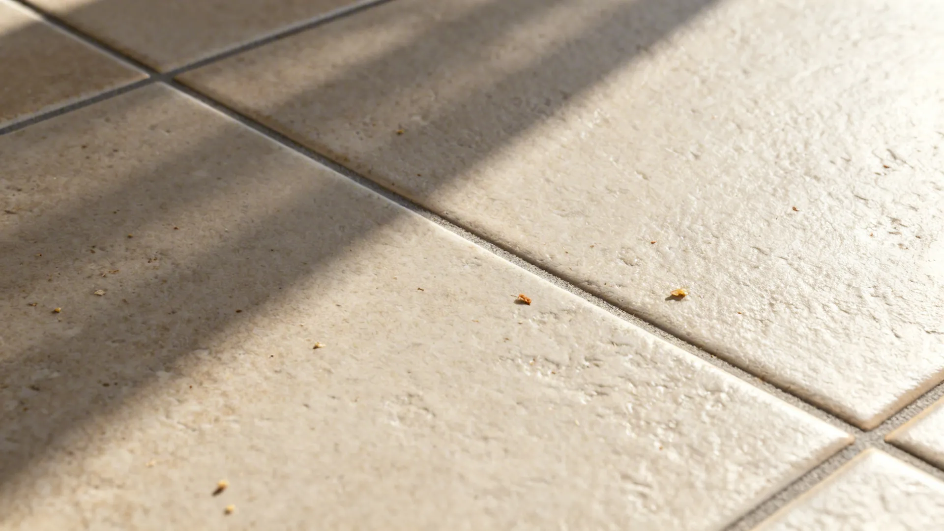 Macro view of matte porcelain tile countertop texture with matching grout.
