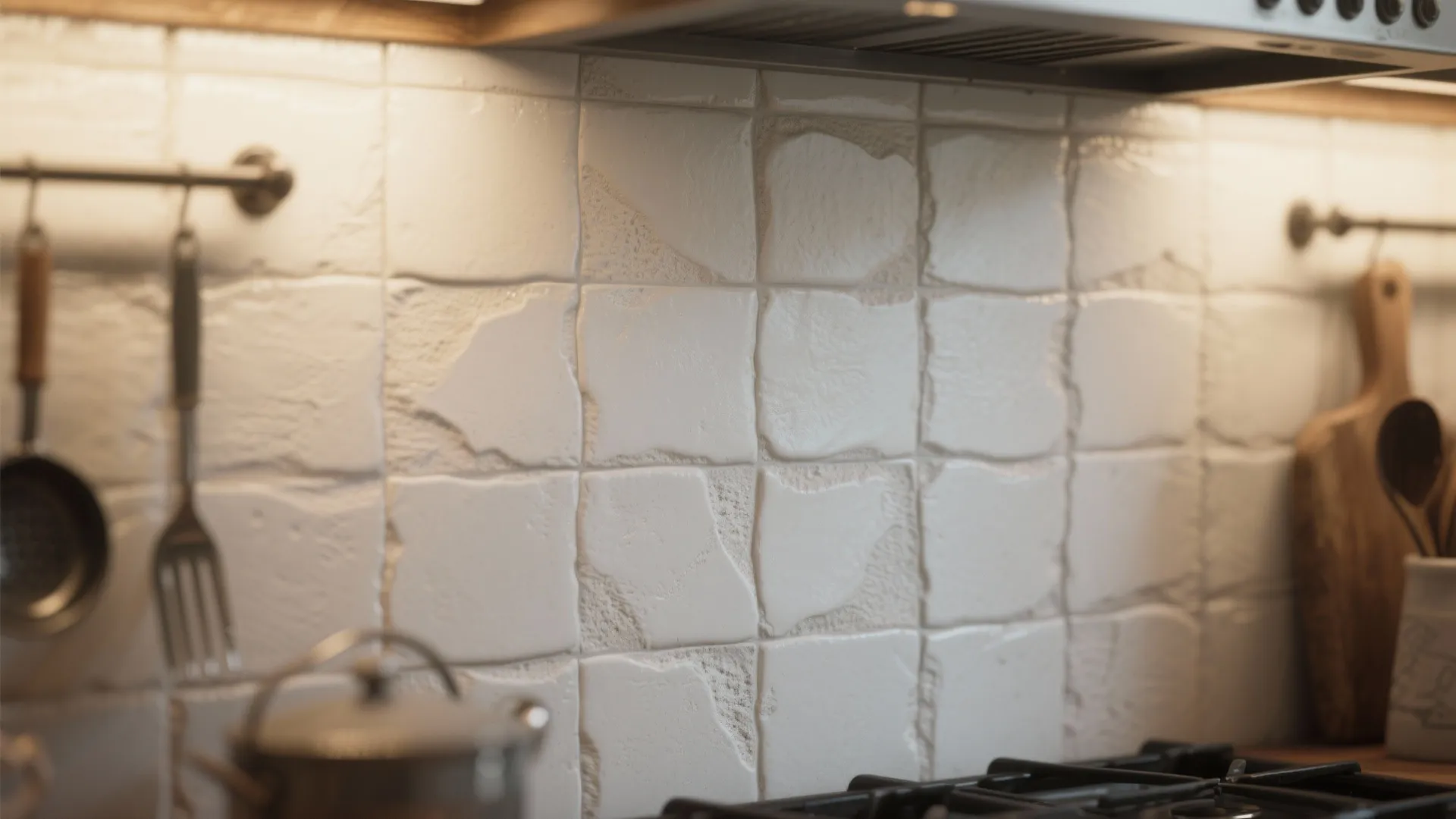 3. Matte white tiles with texture for warmth