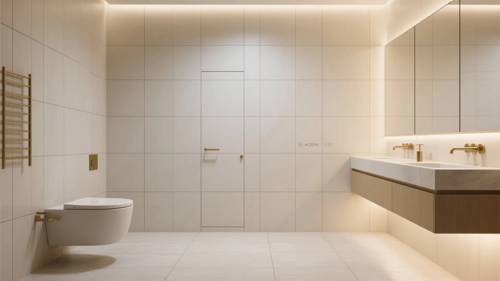 Light, matte tiles with contrasting grout