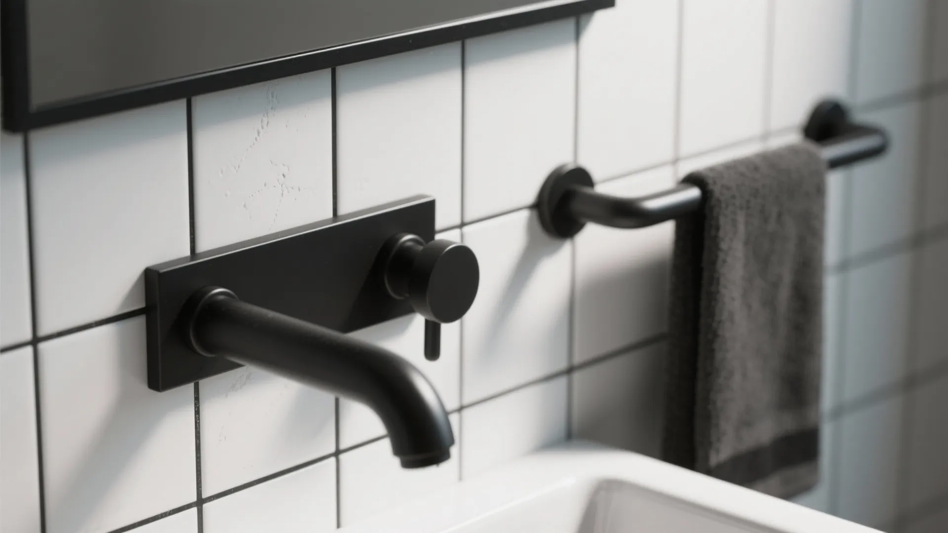 3. Matte Tiles + Matte Black Fixtures