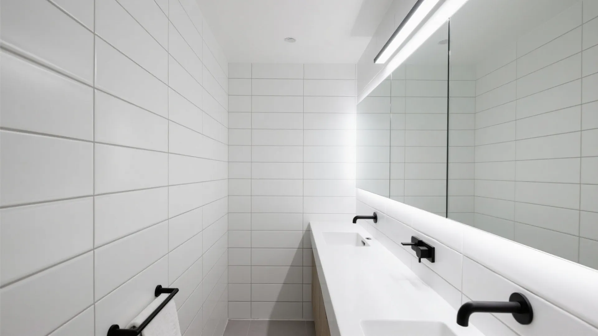 Matte White Tiles with Textured Grout Lines