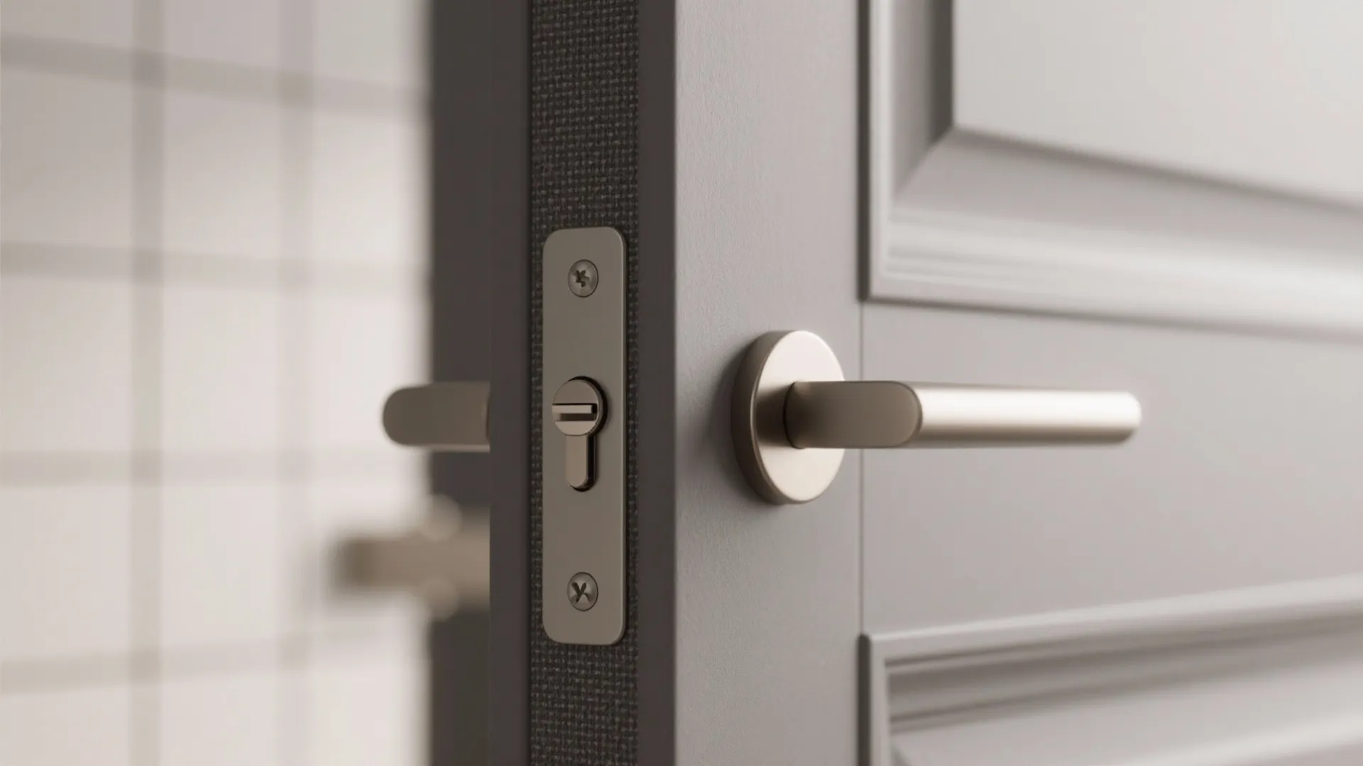 Minimalist matte fibre door with soft-edge trim