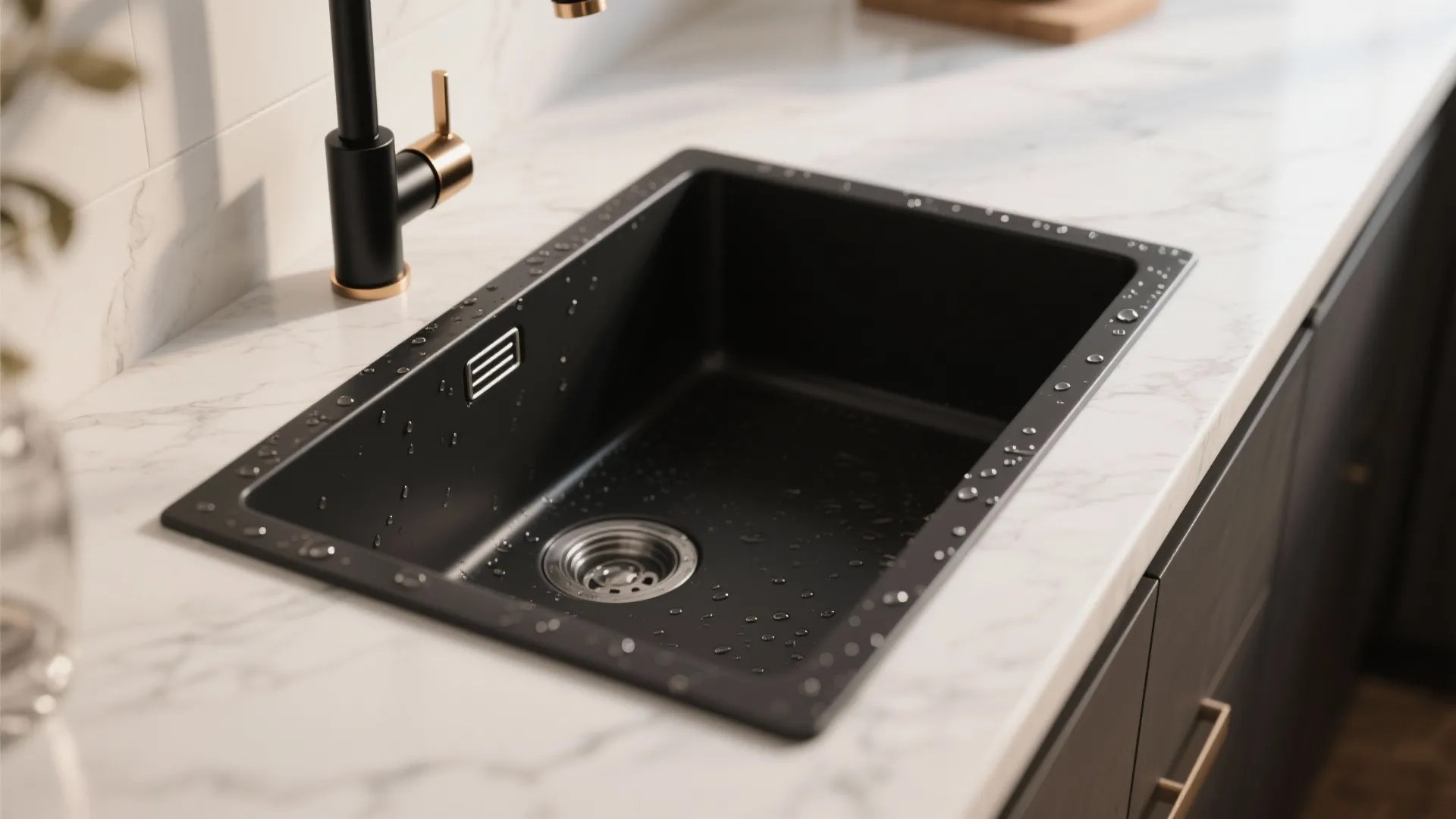 1. Matte Black Under-mount for a Sleek Look