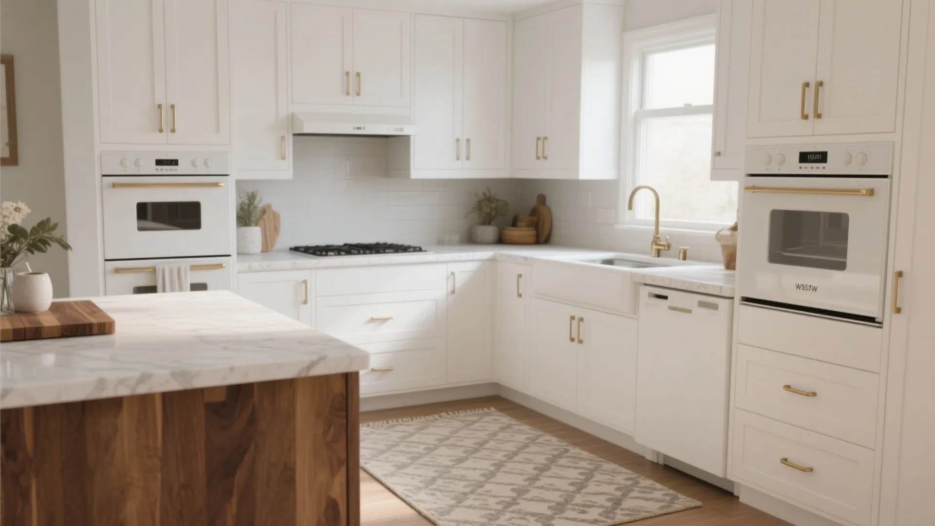 1. Embrace contrast with matte white cabinets