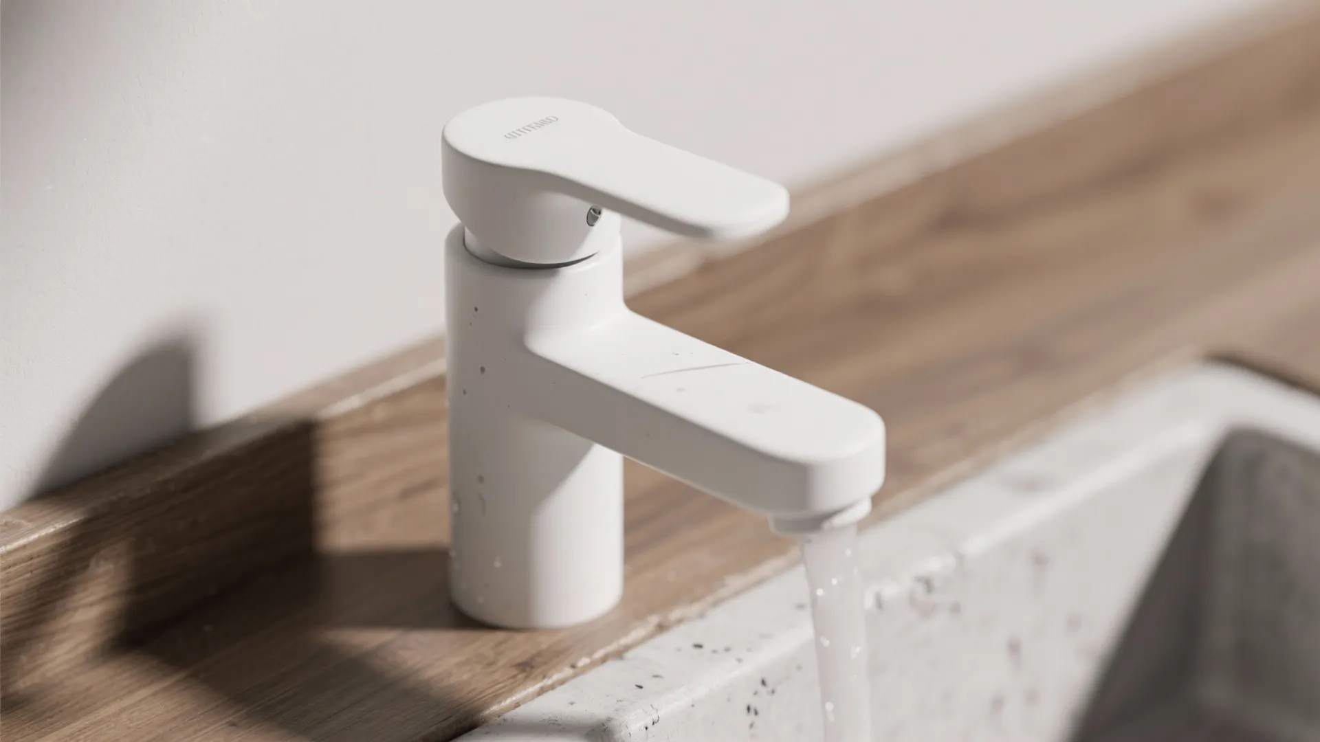 1. Matte white single-handle faucet for compact kitchens