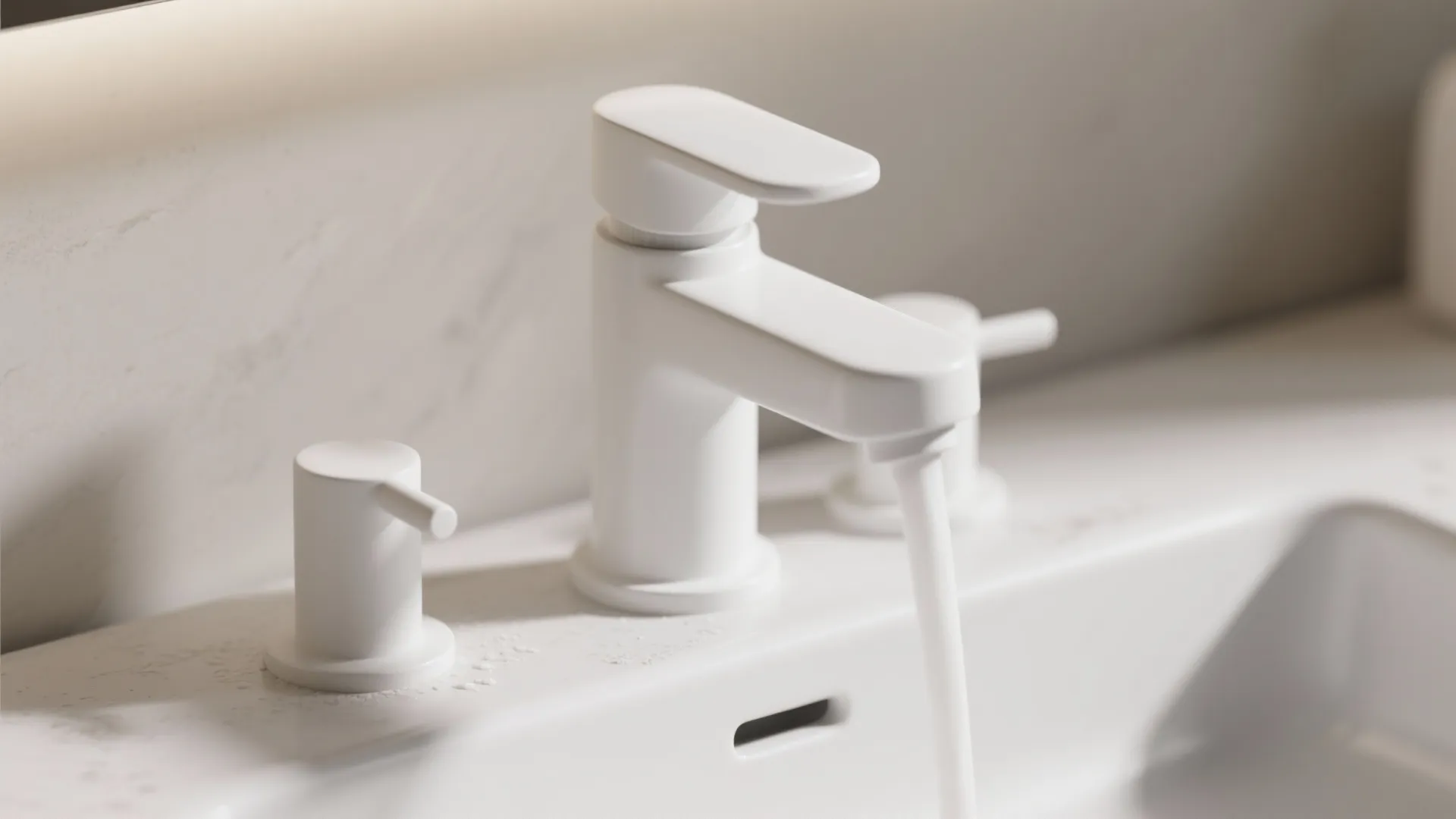 1. Matte White Faucet and Fixtures