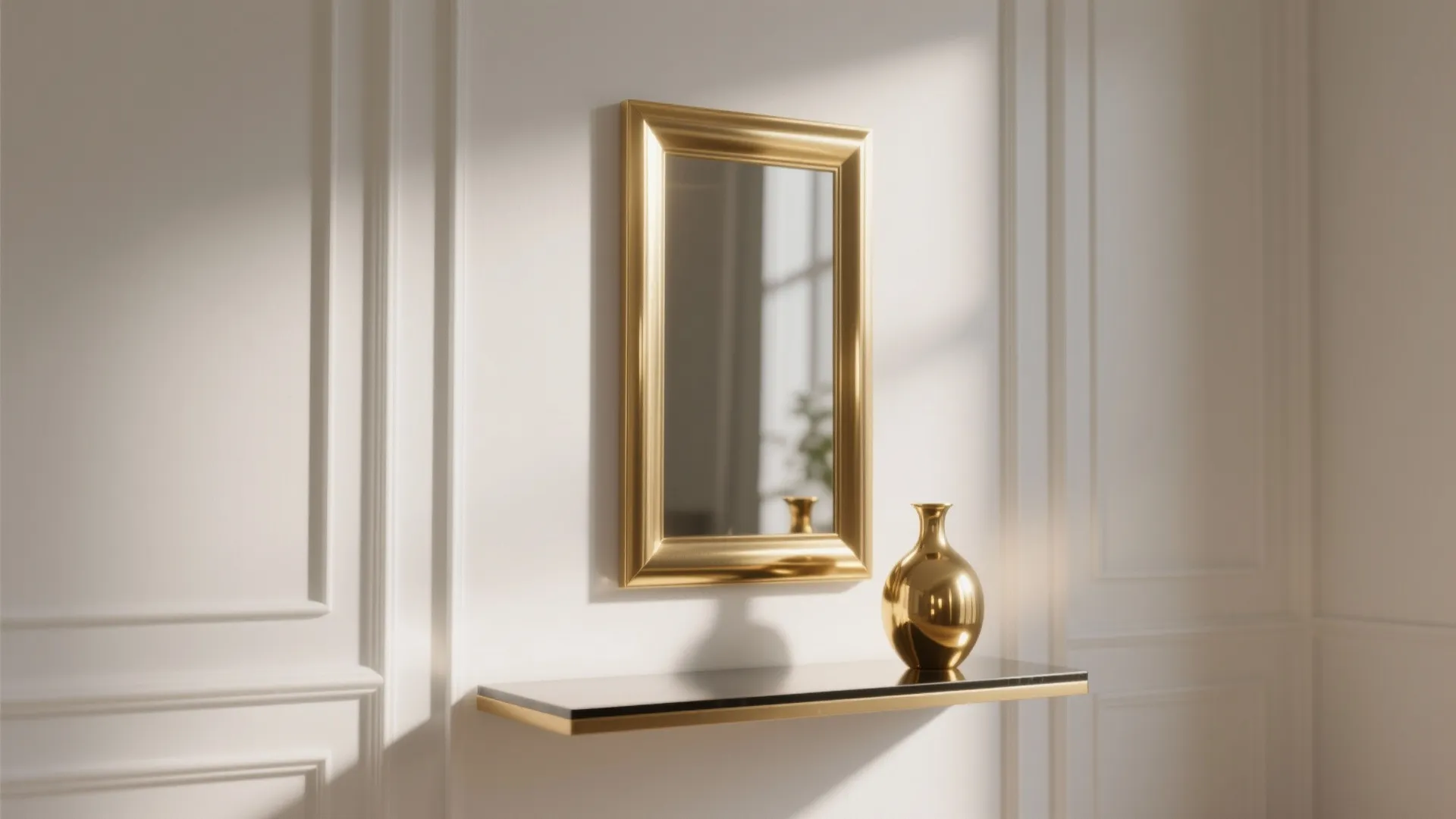 5. Mix Textures: Matte White Walls, Glossy Gold Accents
