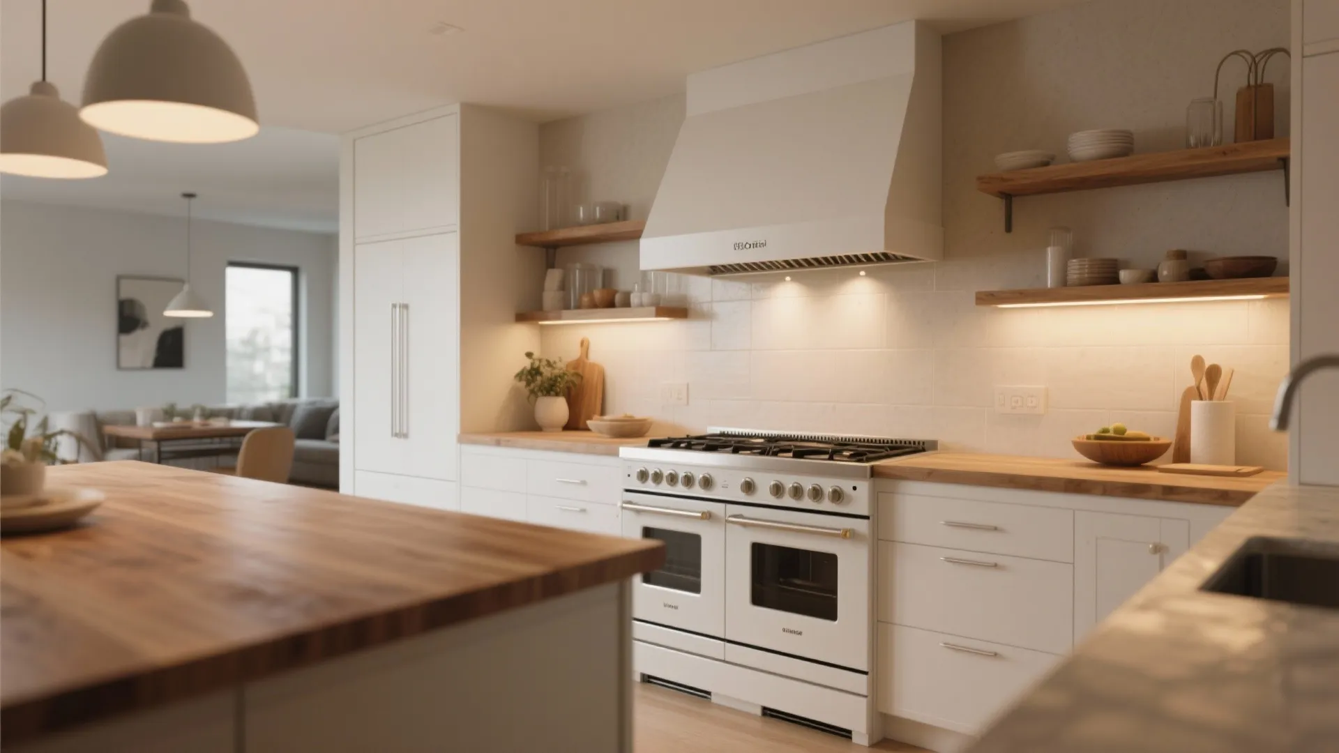 2. Matte White Range and Hood Combo