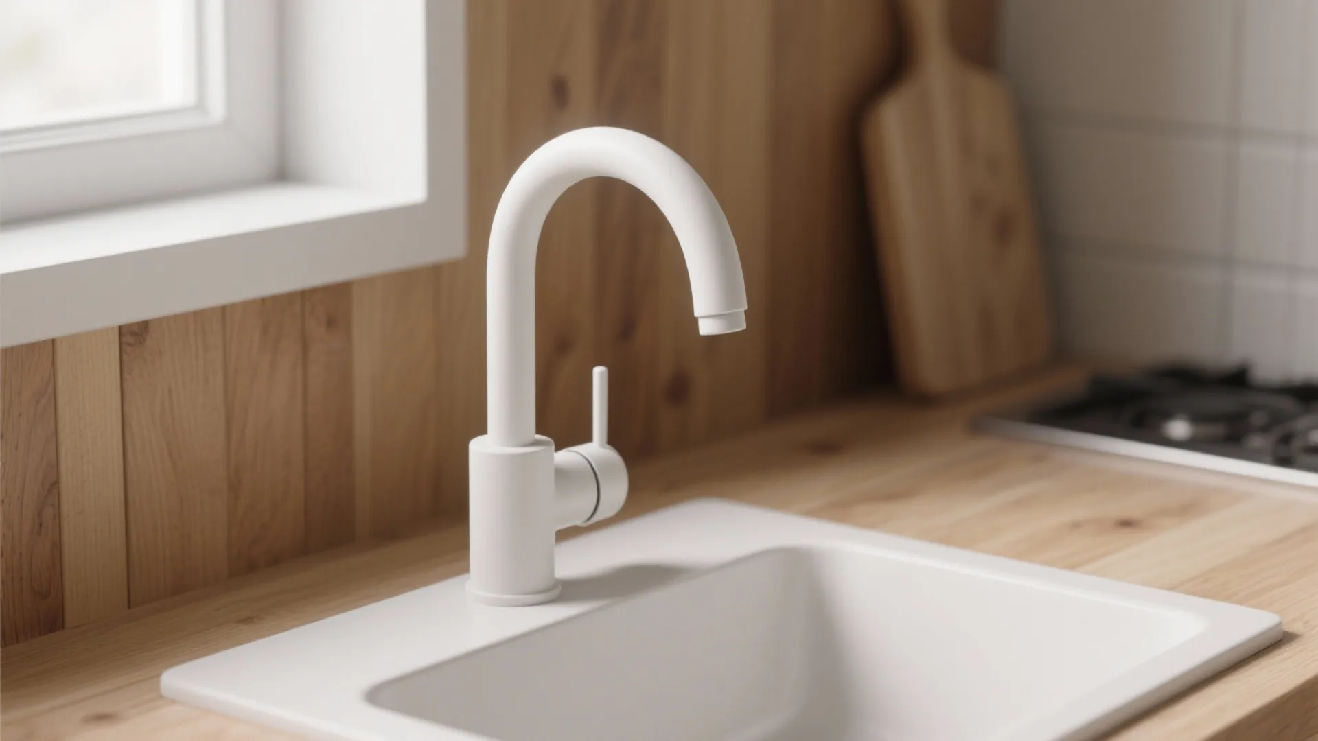 1. Matte white minimal faucet for Scandinavian vibes