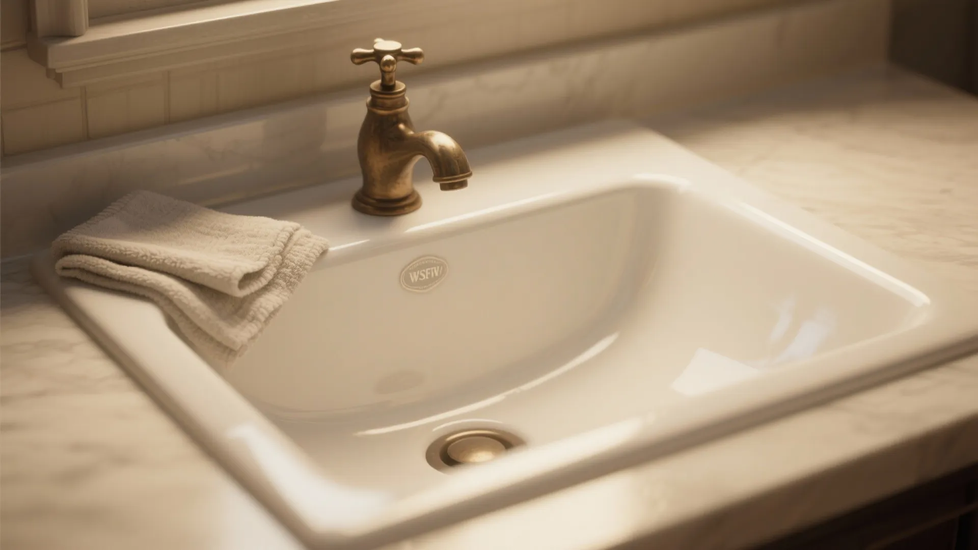 Matte white undermount sink surface with soft texture and warm lighting, showing reduced glare.