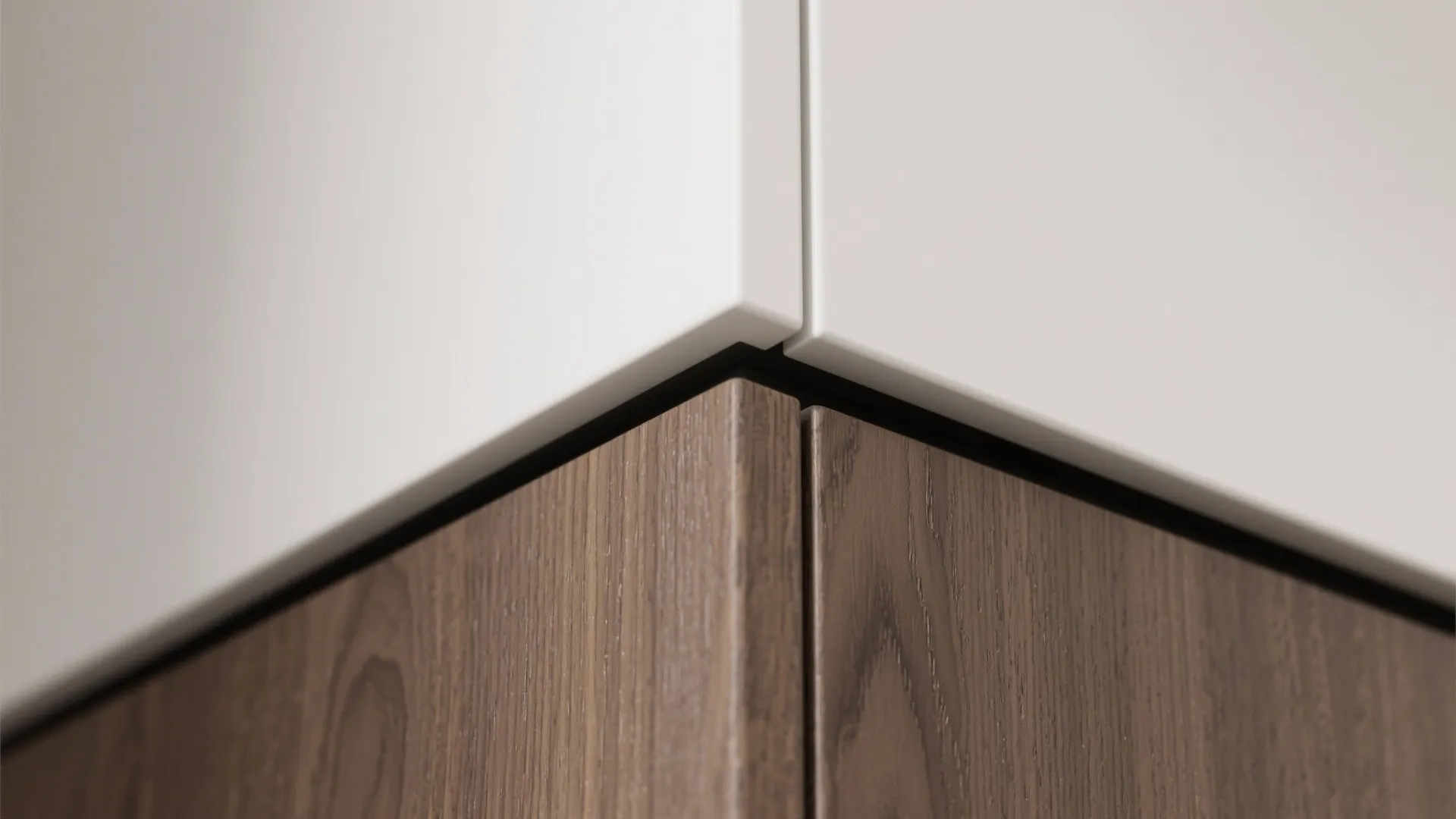 4. Mix finishes: matte white + textured brown