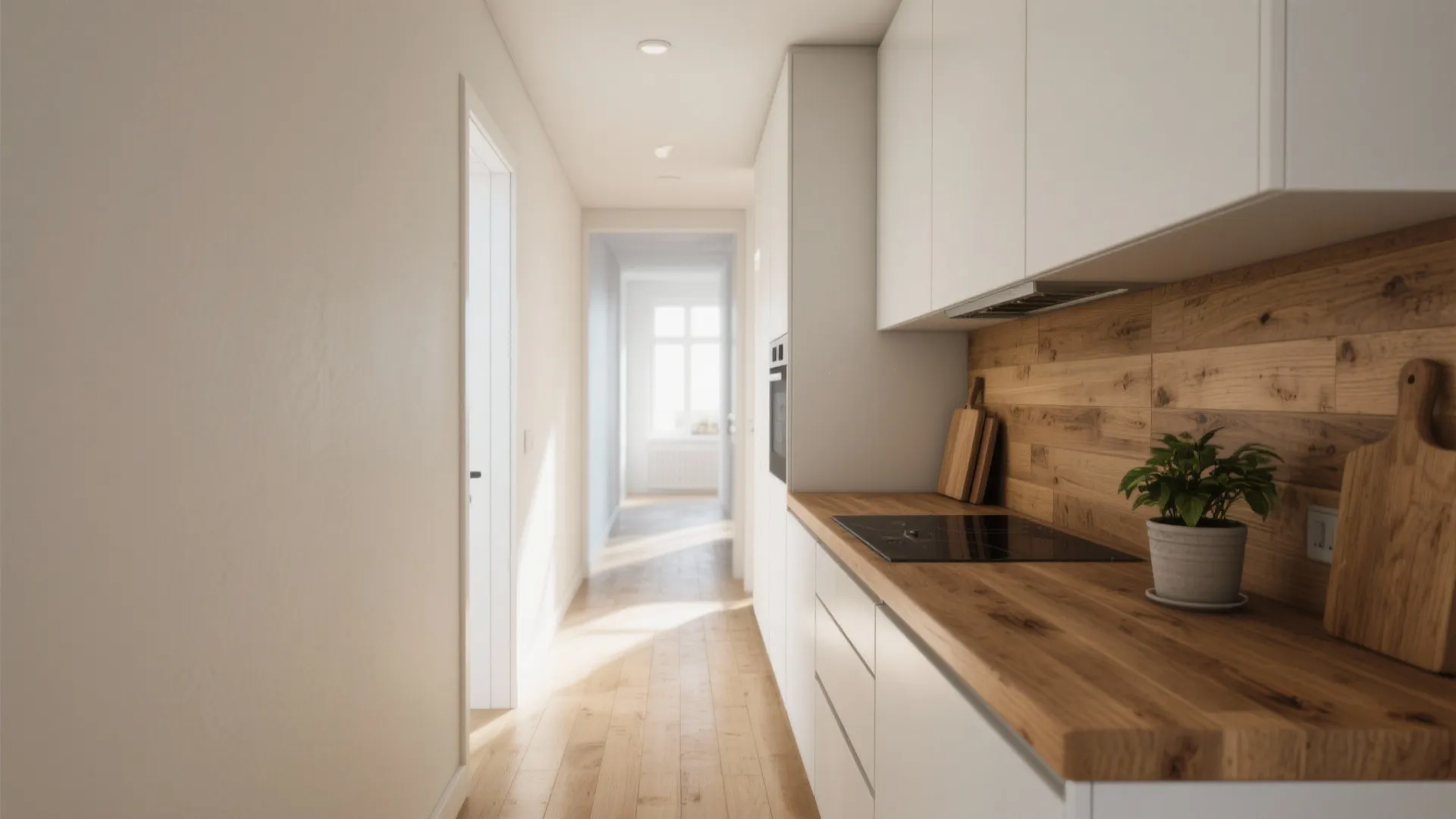 2. Mix matte white bases with wood countertops