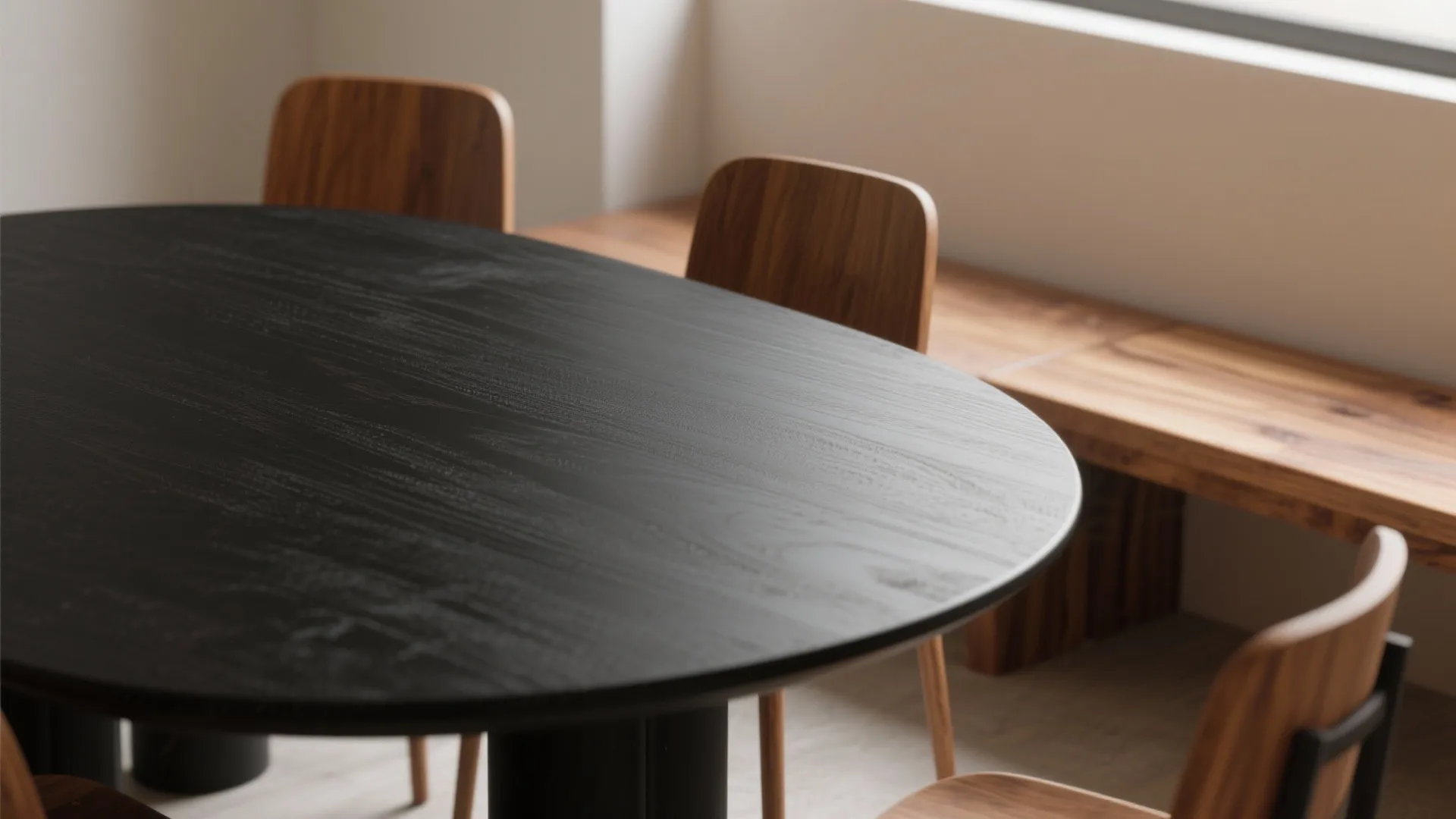 2. Mix textures: matte top, wooden accents