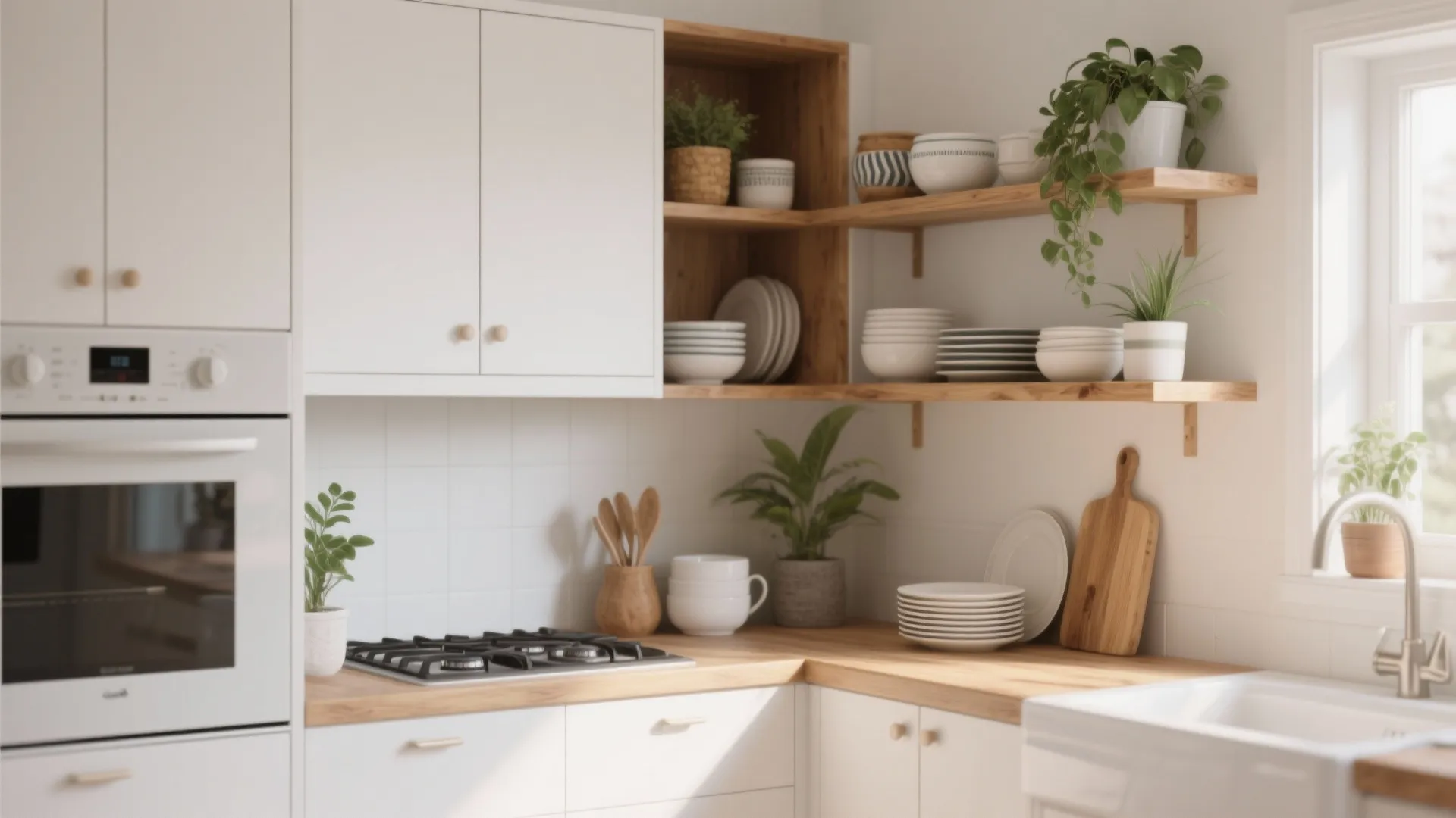 2. Mix matte white with natural wood