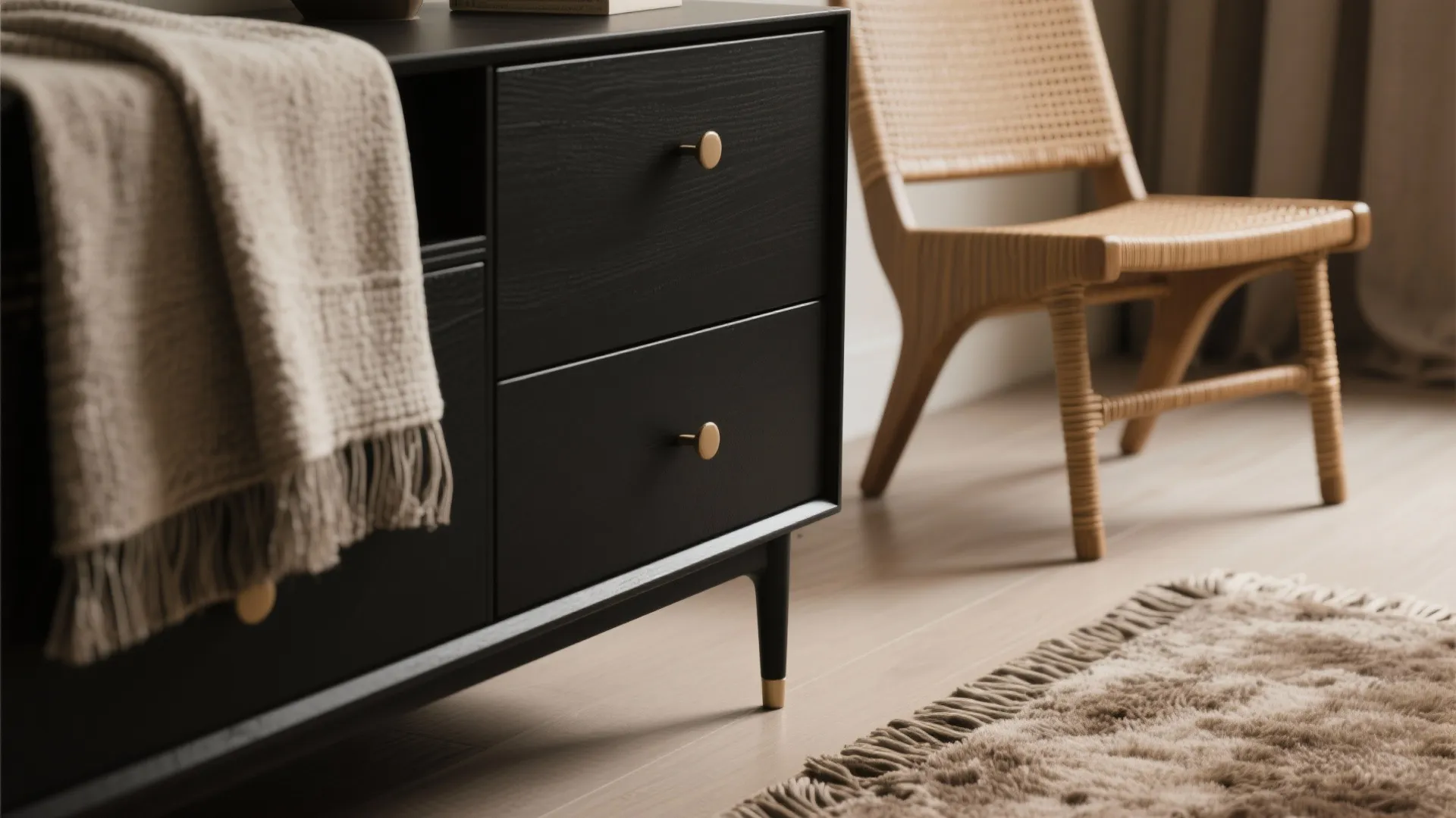 2. Mix Matte Black with Warm Textures