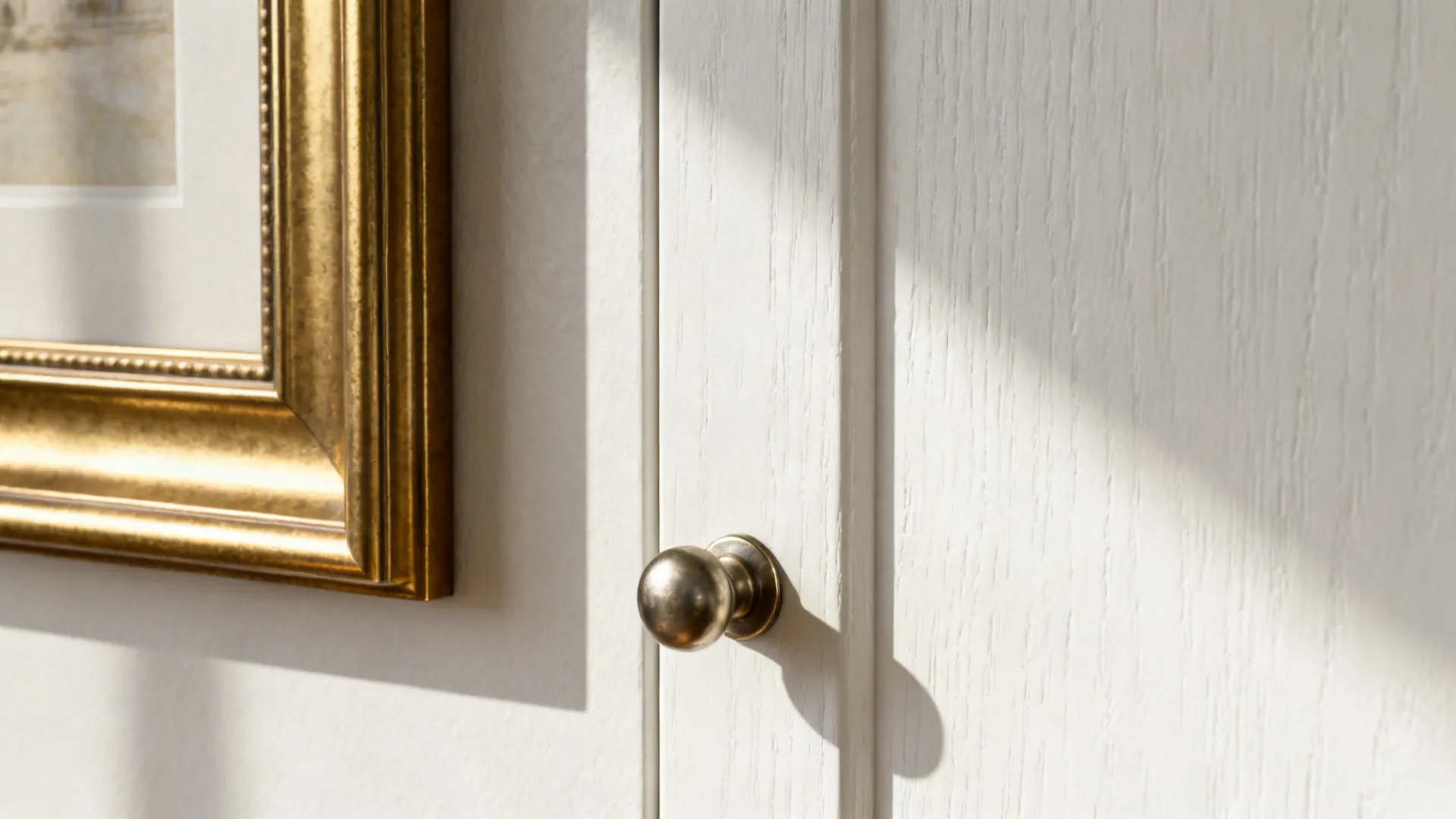 1. Matte White Walls + Brushed Gold Accents