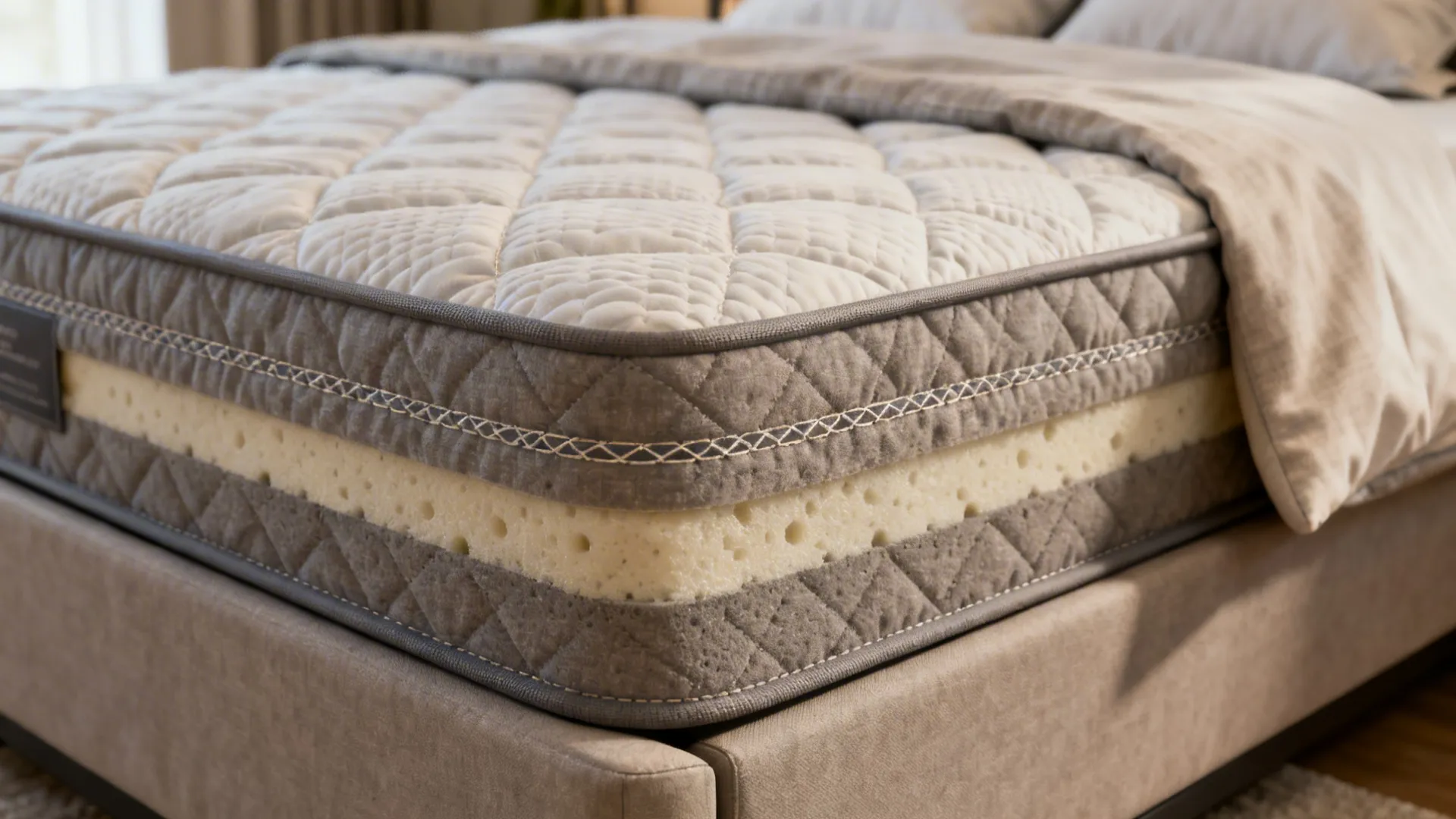 Close-up of mattress with a quality topper on a trundle frame emphasizing comfort