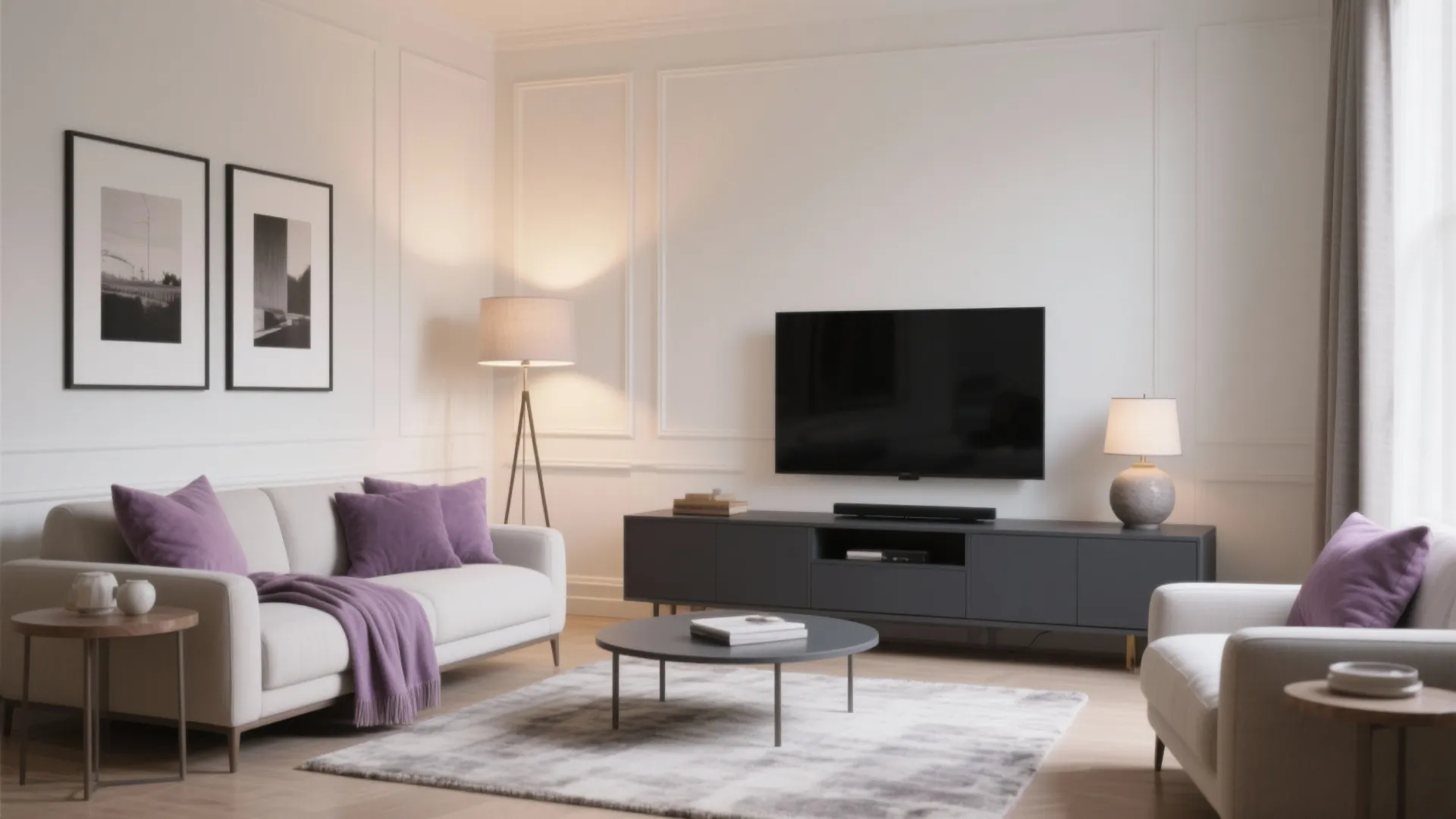 Mauve + Charcoal Grey + Crisp White Modern Calm