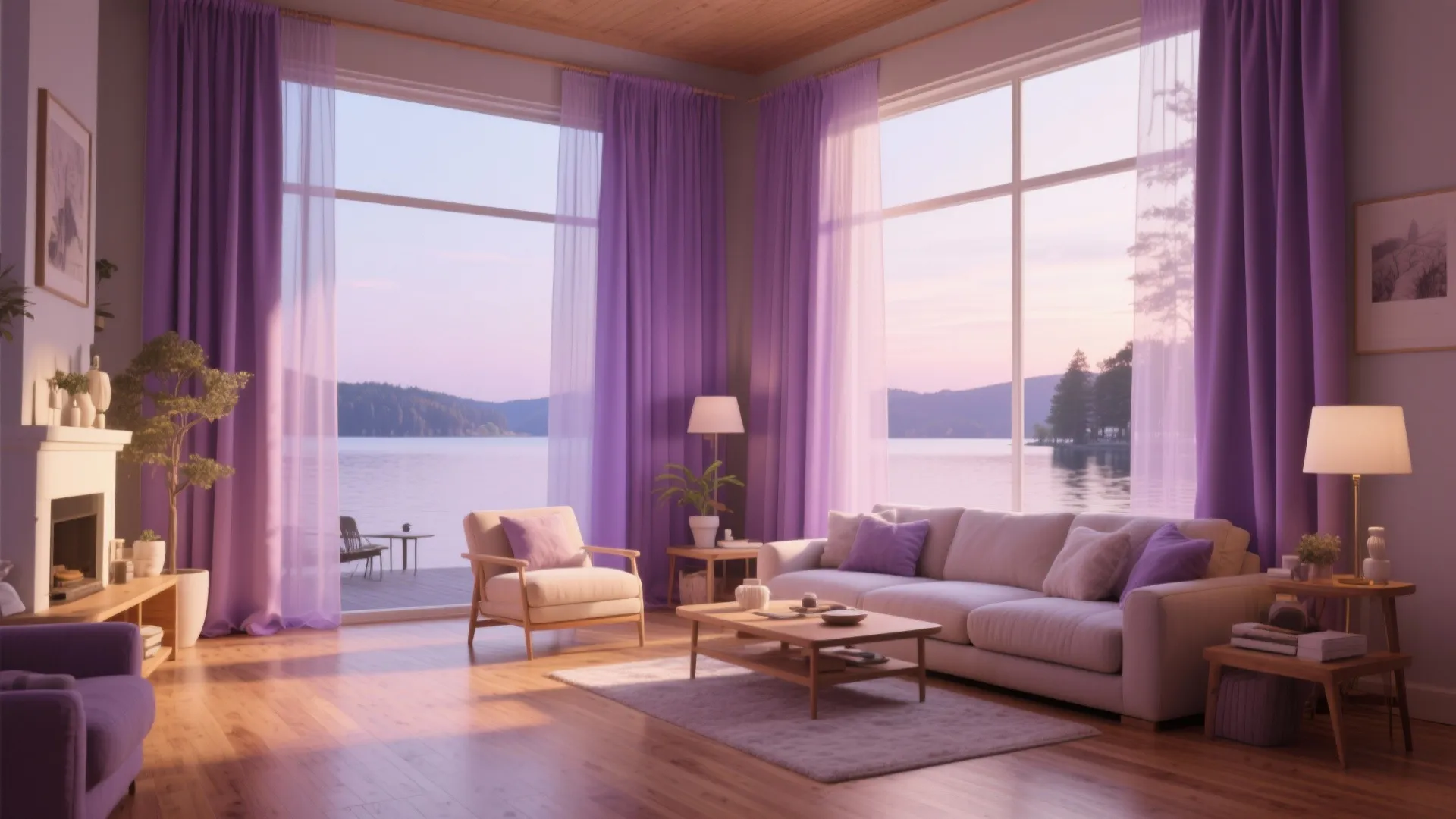 8. Mauve Curtains for Soft Light