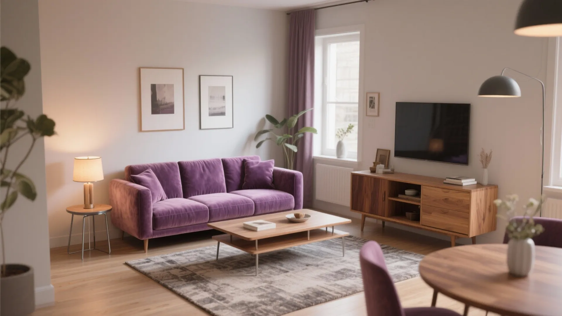 3) Mauve Sofa, Mixed Woods