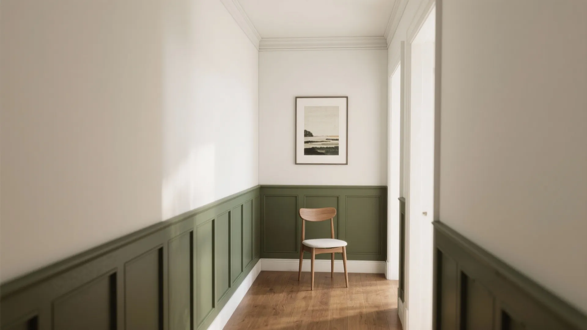 Painted wainscoting and color-block panelling