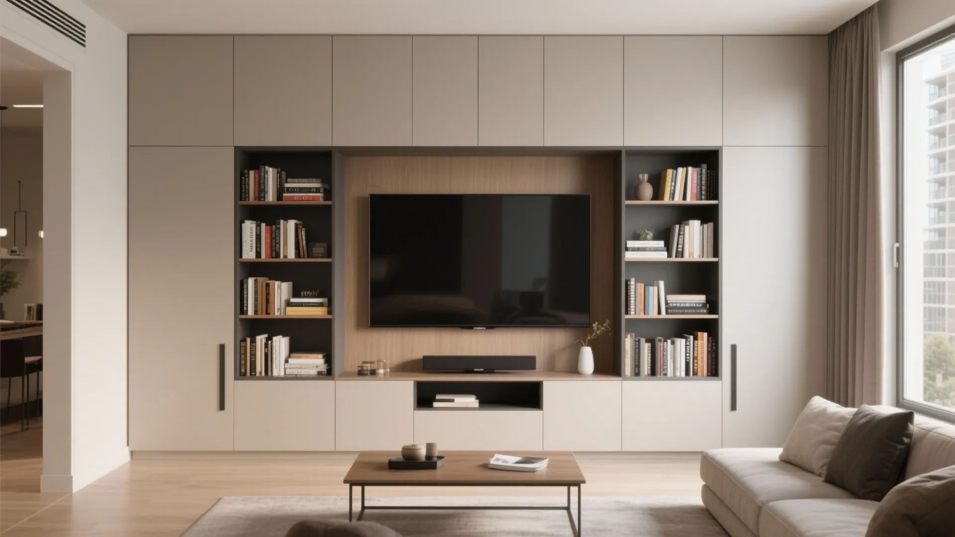 6. Media-Center Integrated Bookcase