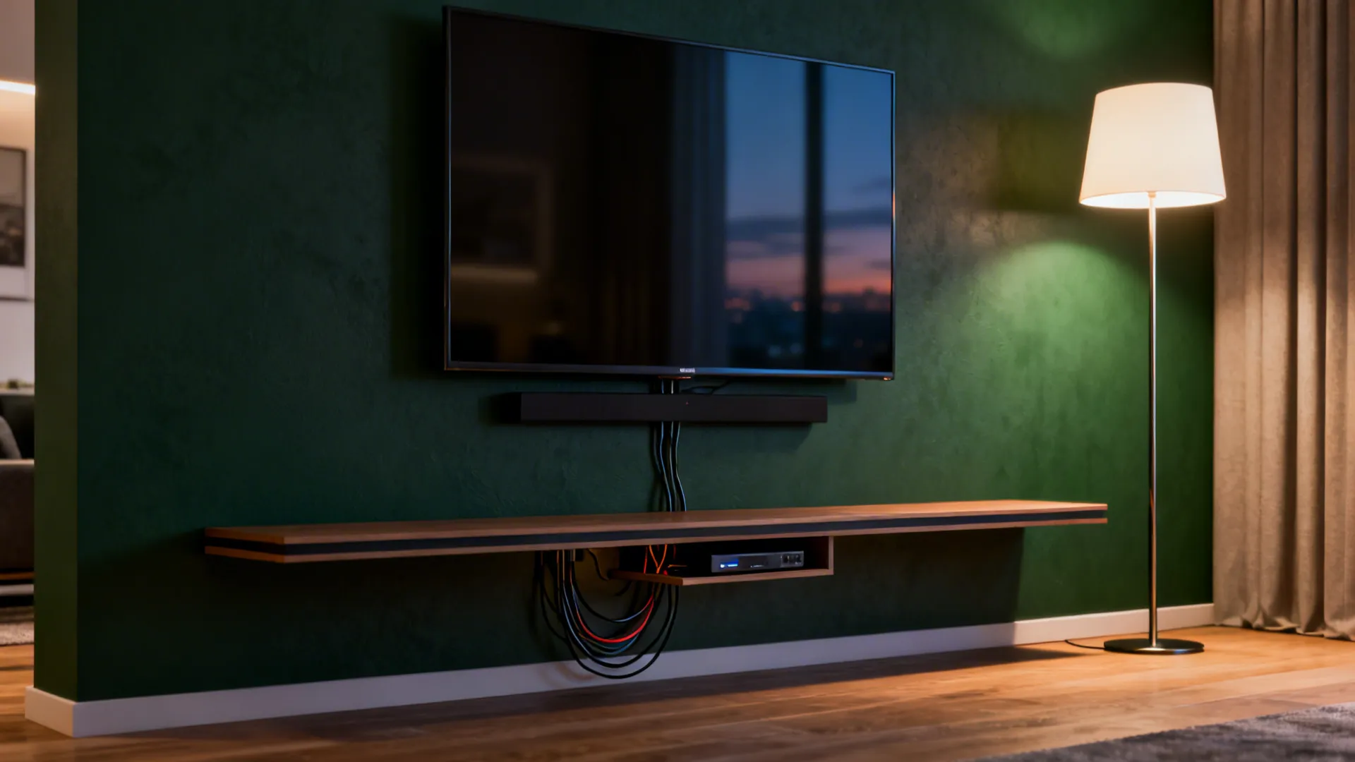 4. Accent wall behind a media console