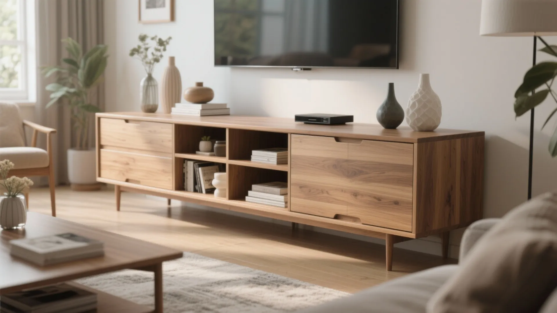 Media Console with Hidden Storage