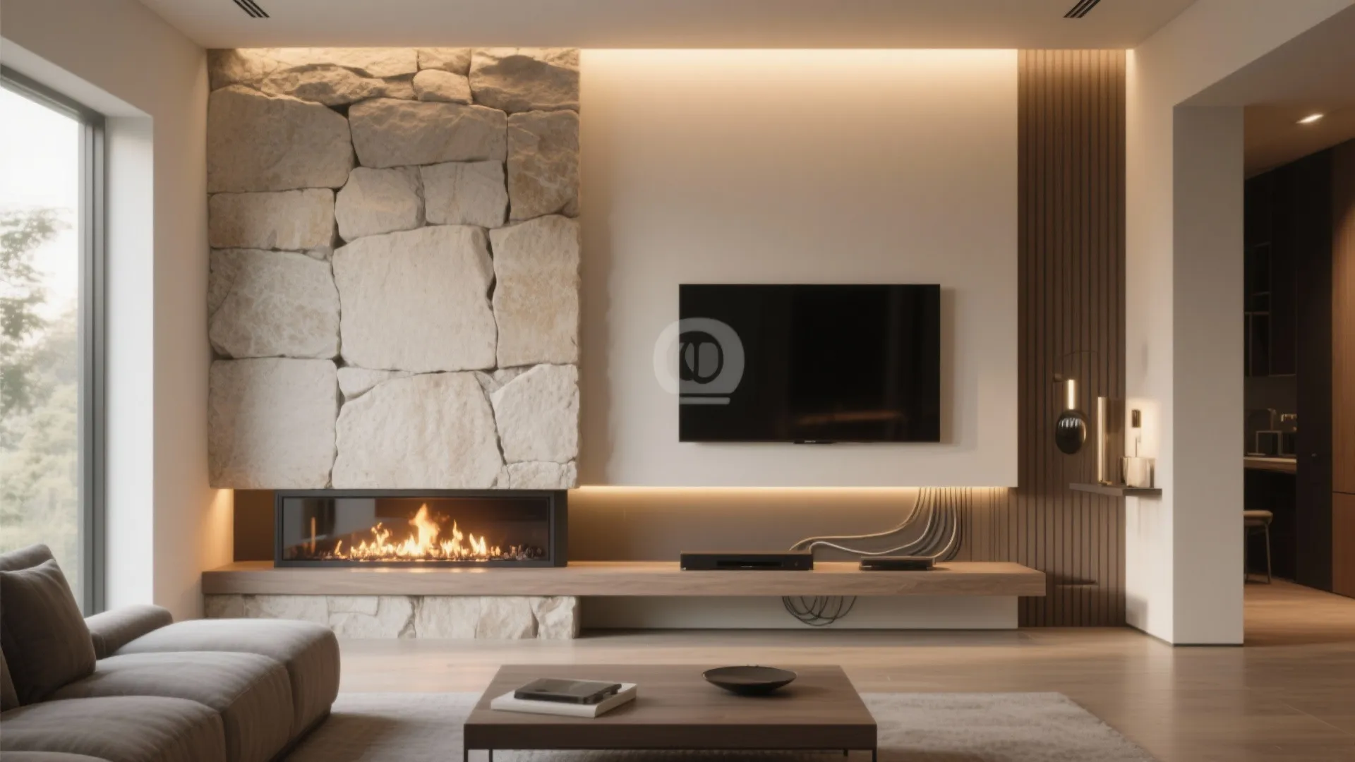 3. Fireplace or Media Wall Accent