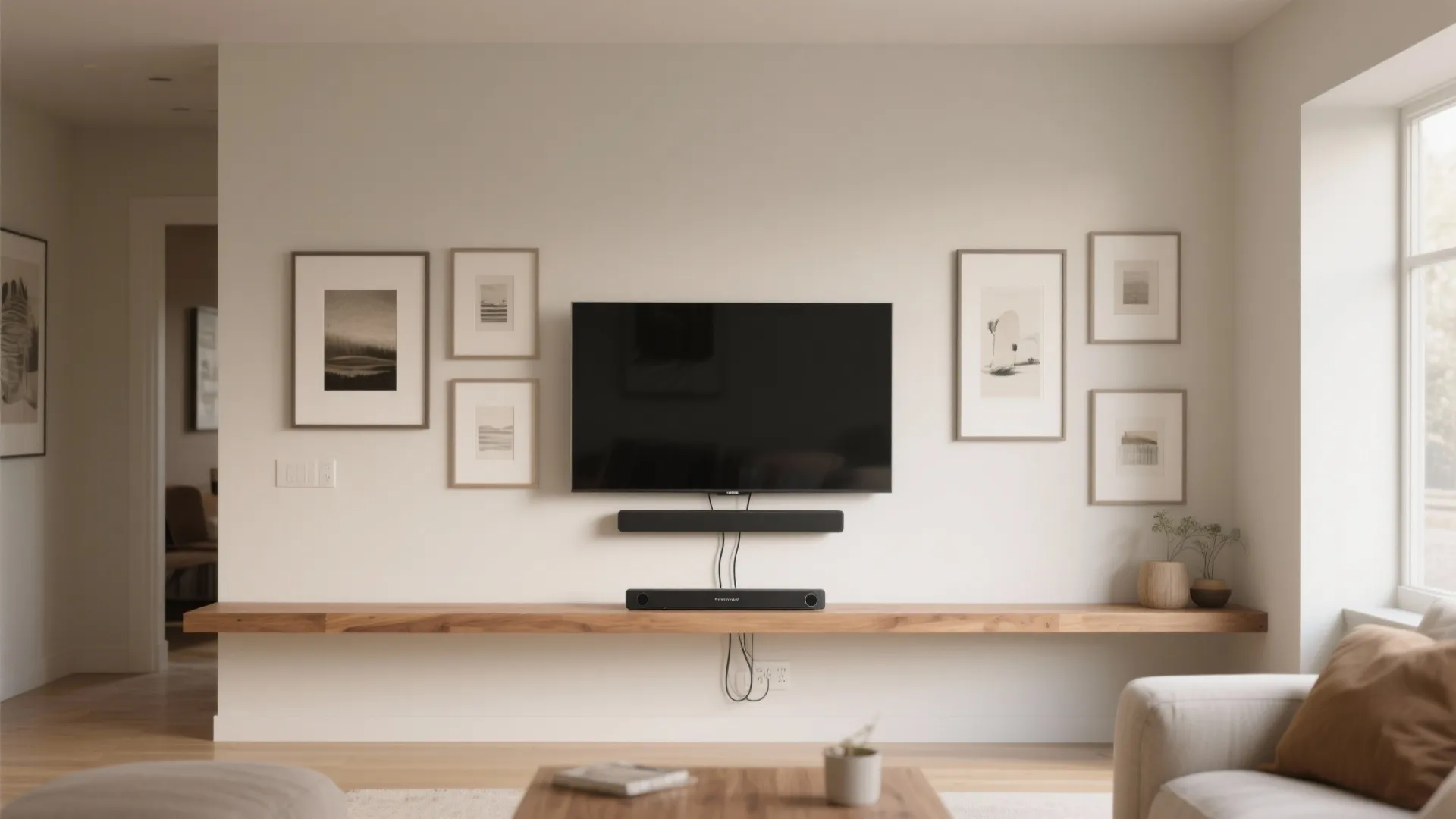 Media Ledge + Art Wall (Gallery Calm)