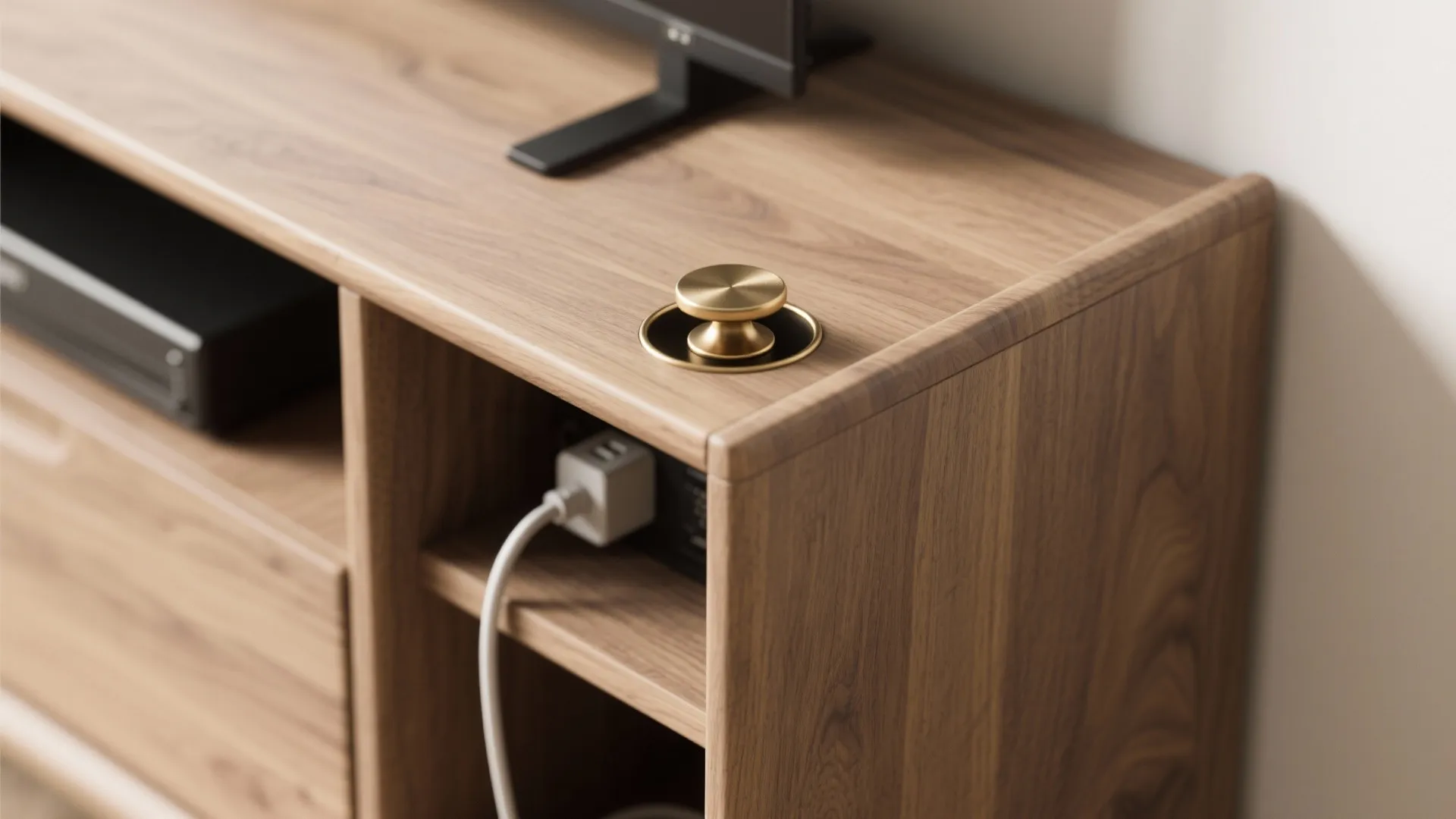 Low-profile media wall in the corner