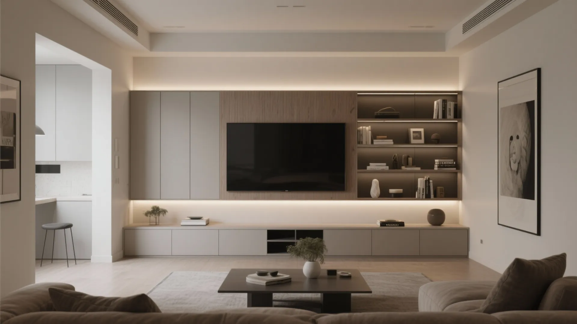 9. Media Wall with Built-In Storage