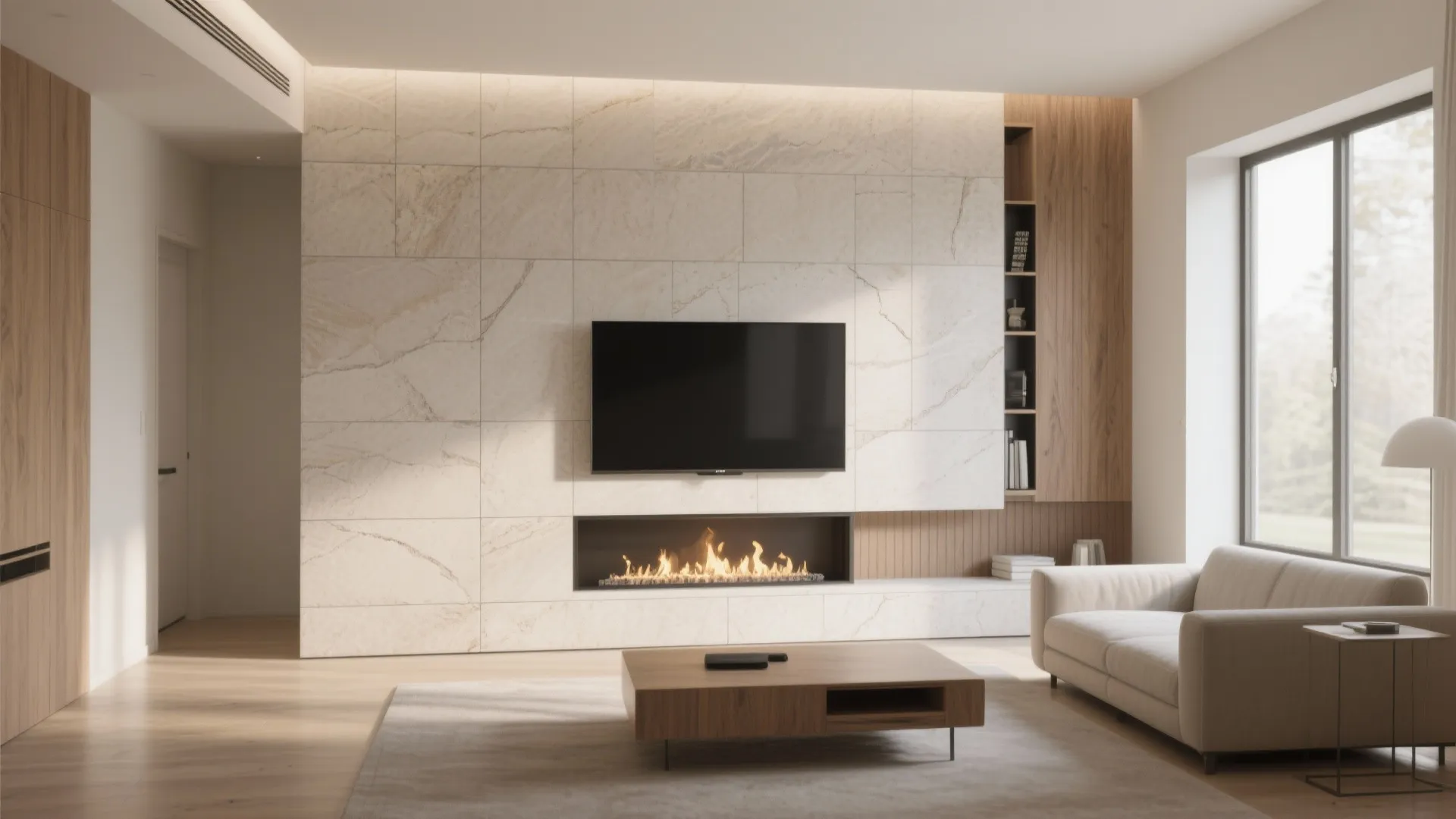 3. Combine Media Wall and Fireplace for One Focal Point