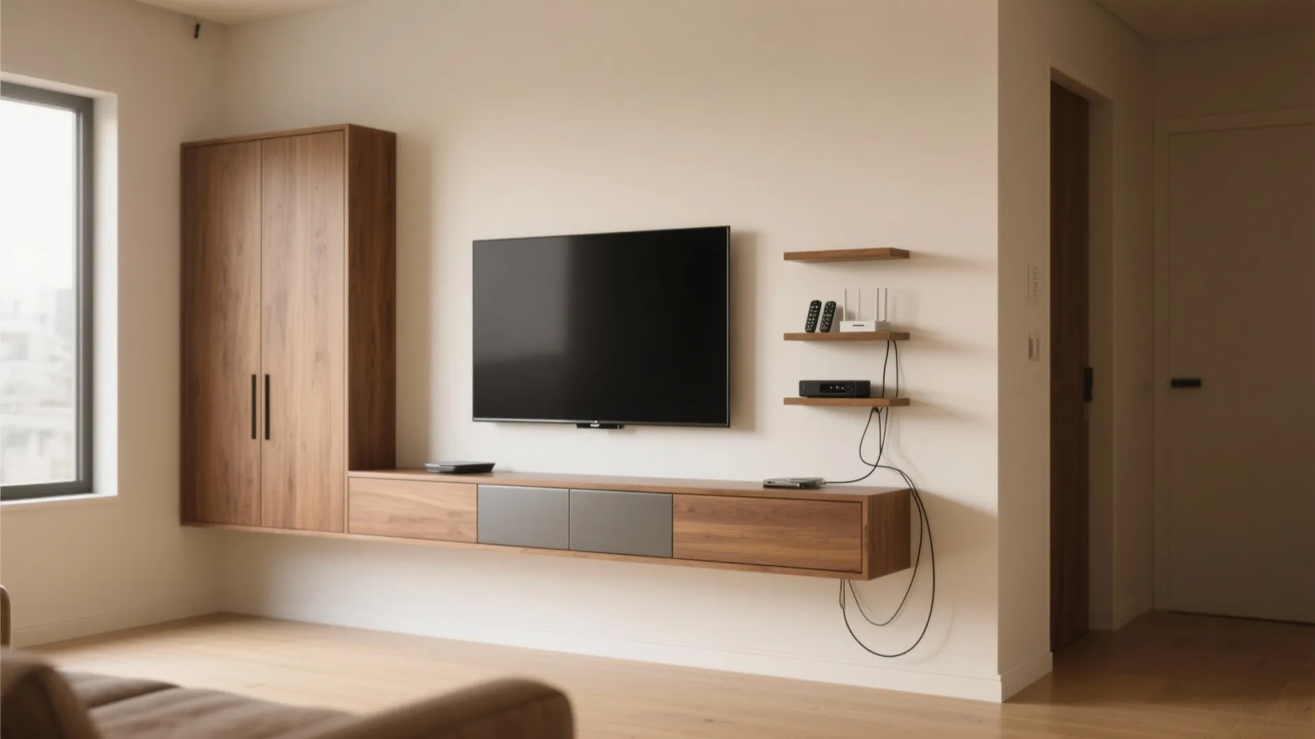 Vertical Storage and a Streamlined Media Wall