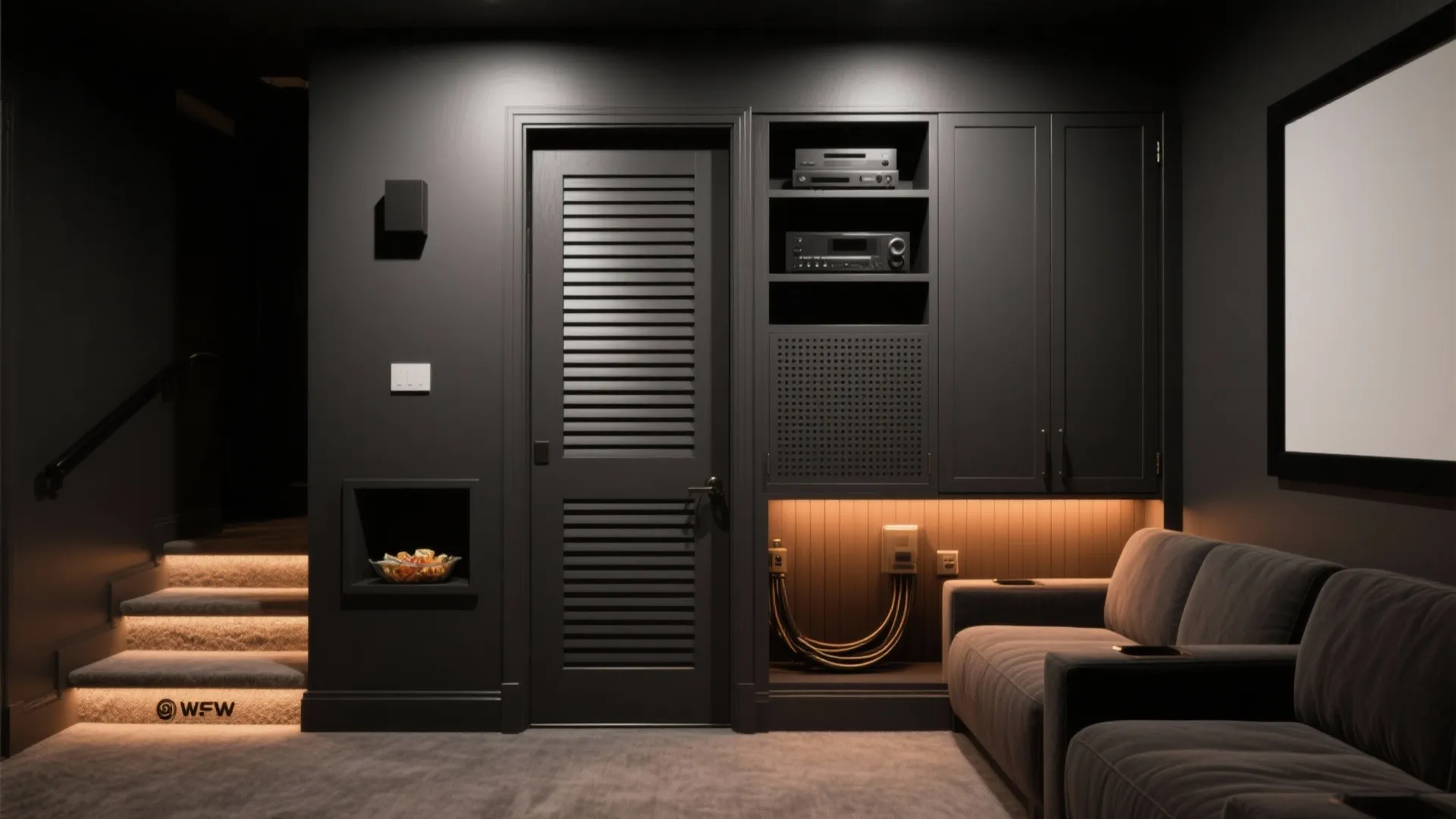 Built-In Media Wall, Snack Niche, and Quiet Ventilation