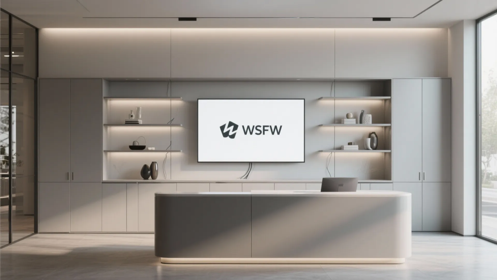 Flexible Media Wall: Digital Signage, Shelving, and Hidden Storage