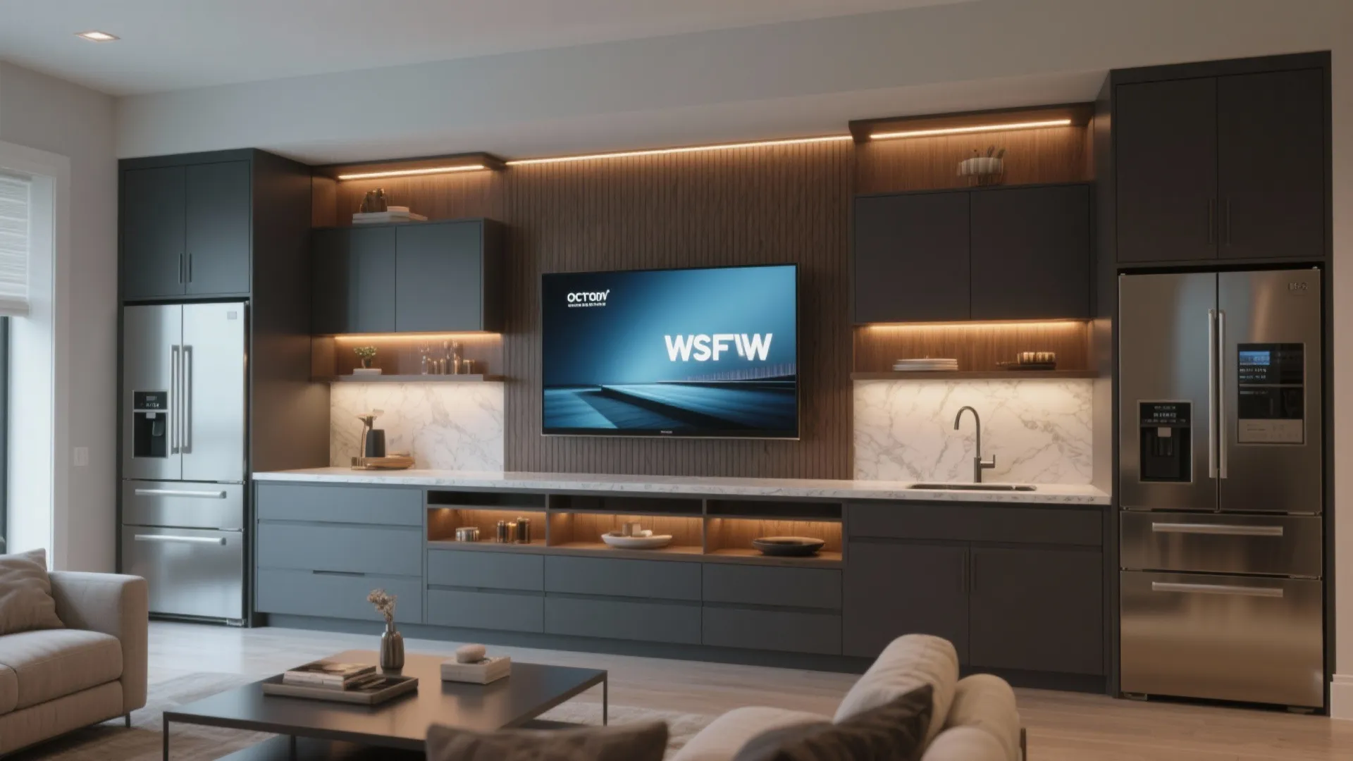 4. Built-In Media Wall with Integrated Bar