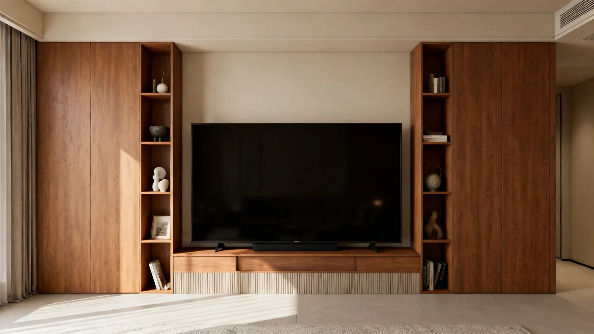 1. Centered Media Wall with Symmetry