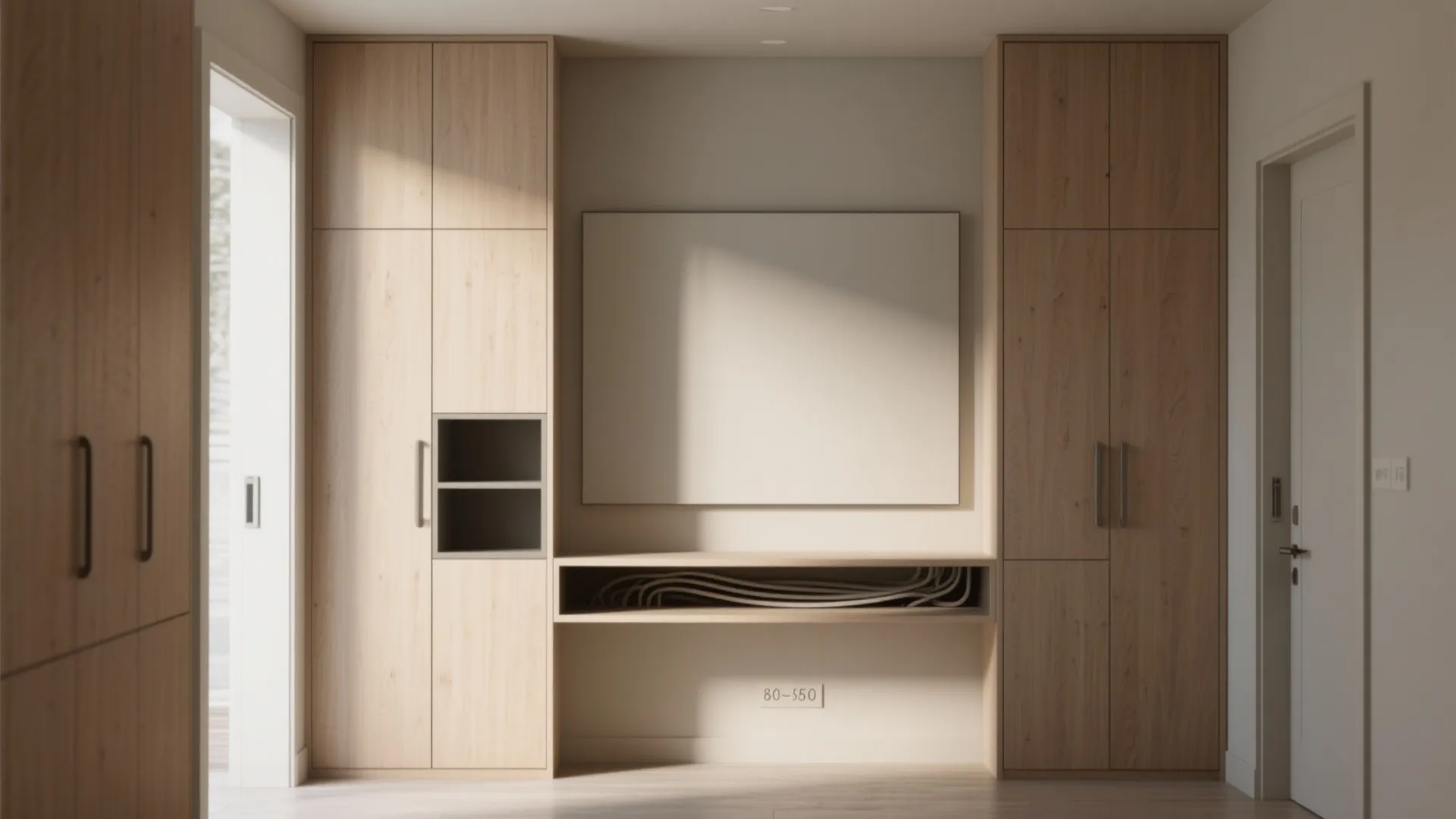 Built-in Media Wall with Vertical Storage