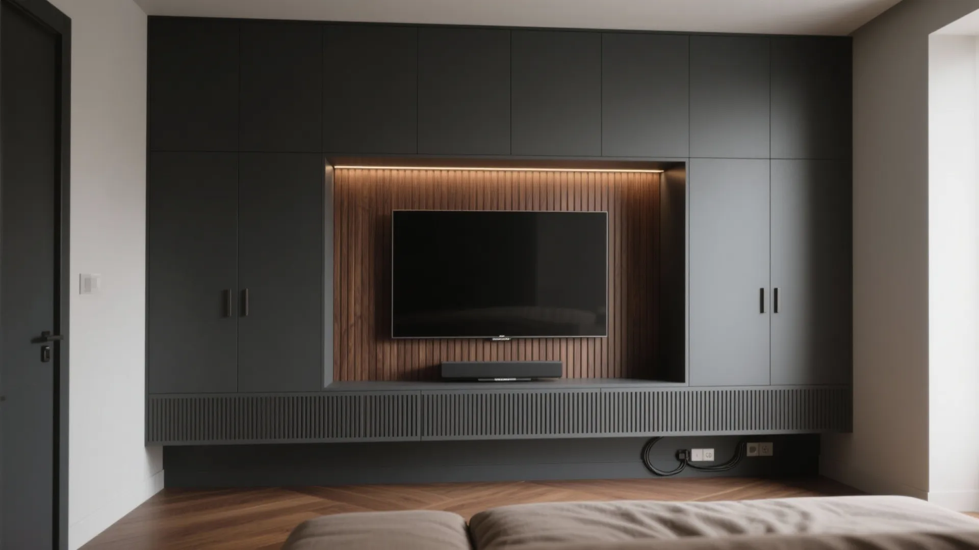 A Minimalist Media Wall With Hidden Storage