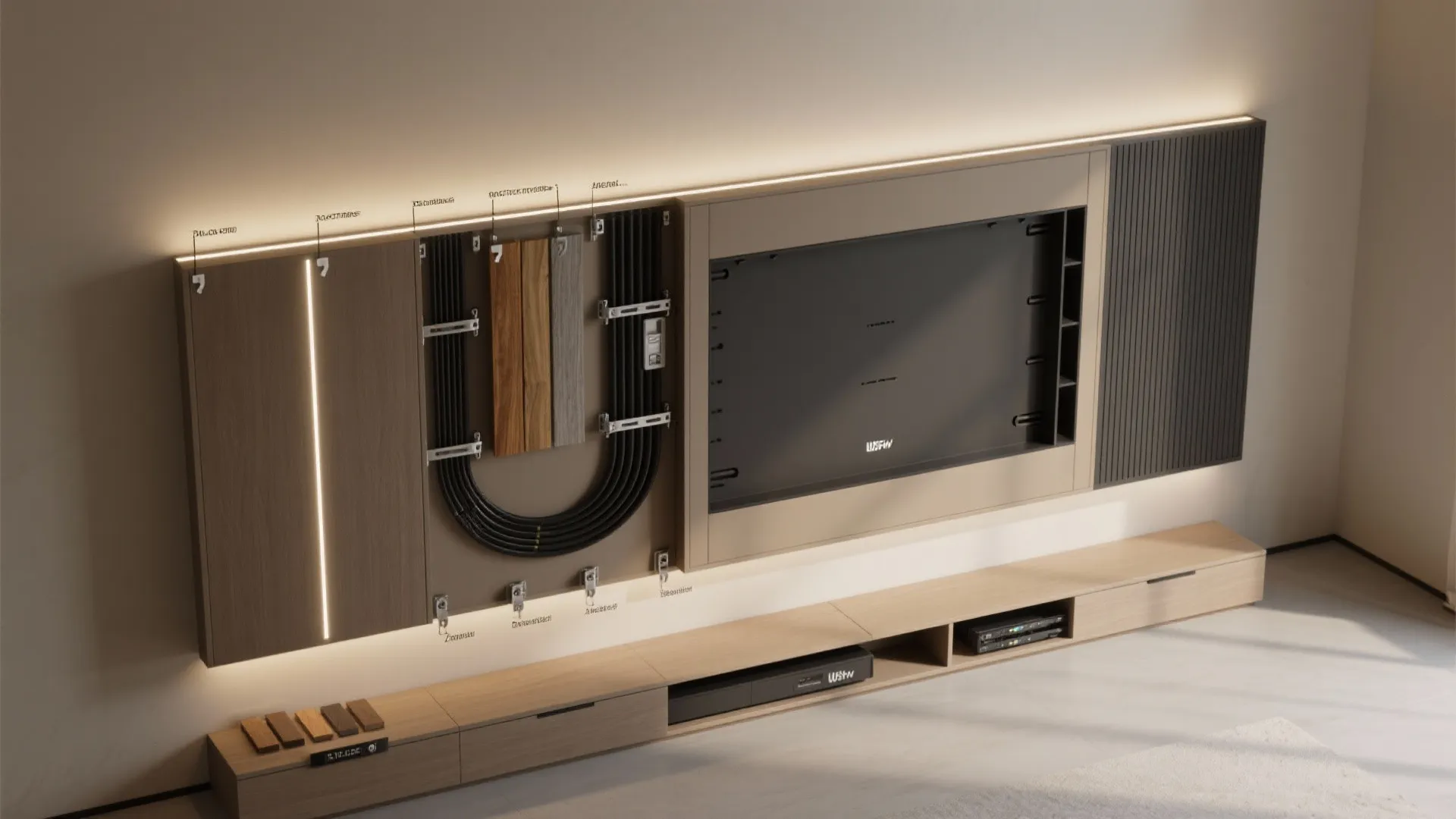 Media Walls with Concealed Storage